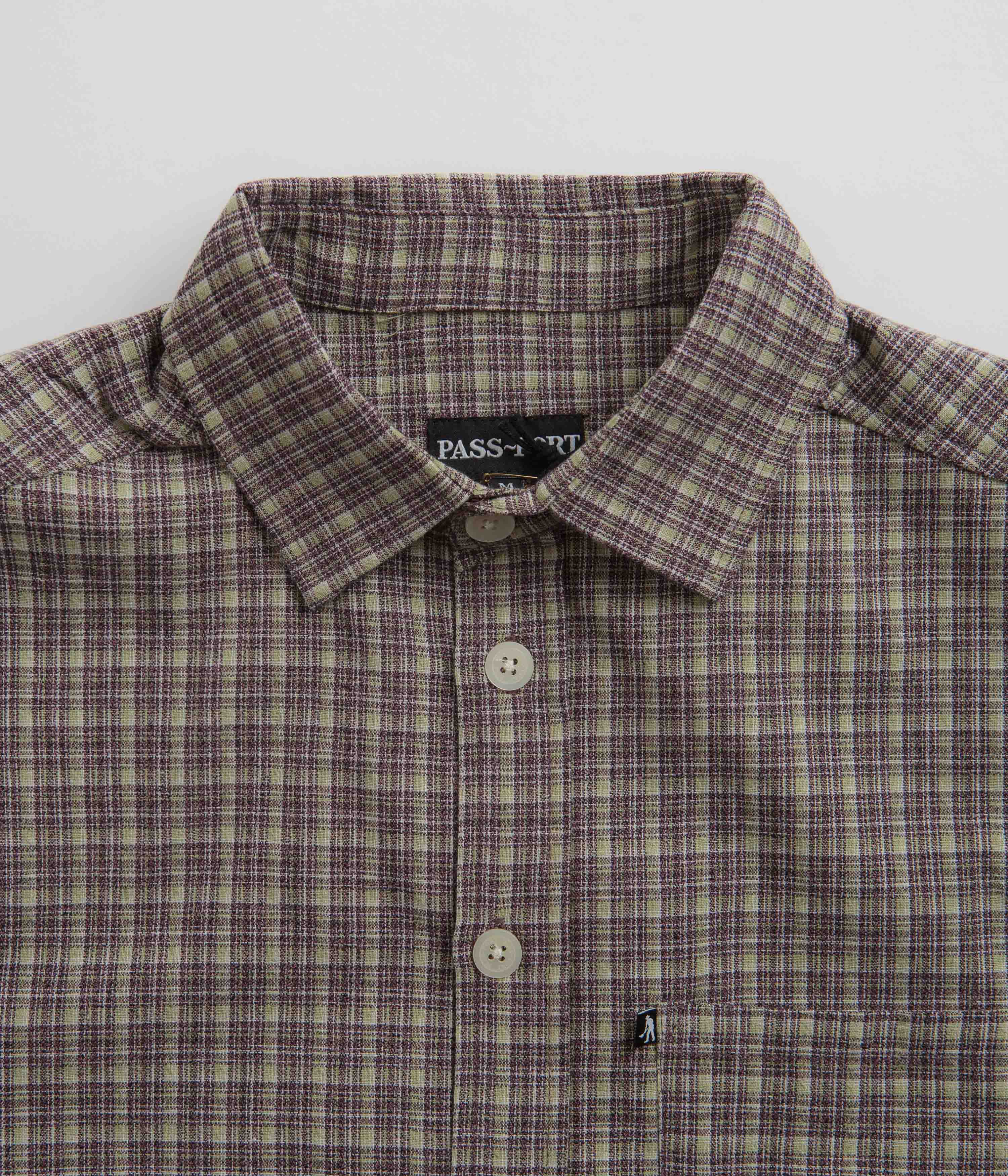 Pass Port Workers Check Short Sleeve Shirt - Choc Mint - Image 3