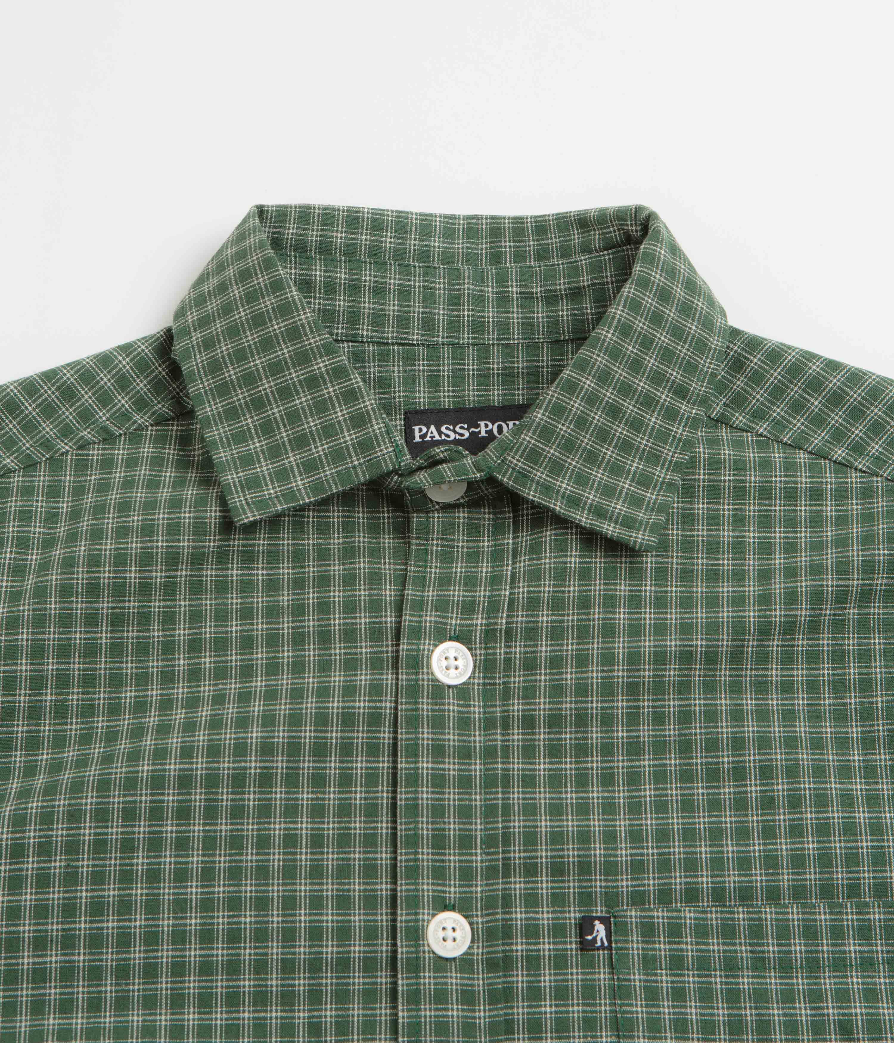 Pass Port Workers Check Short Sleeve Shirt - Green - Image 2