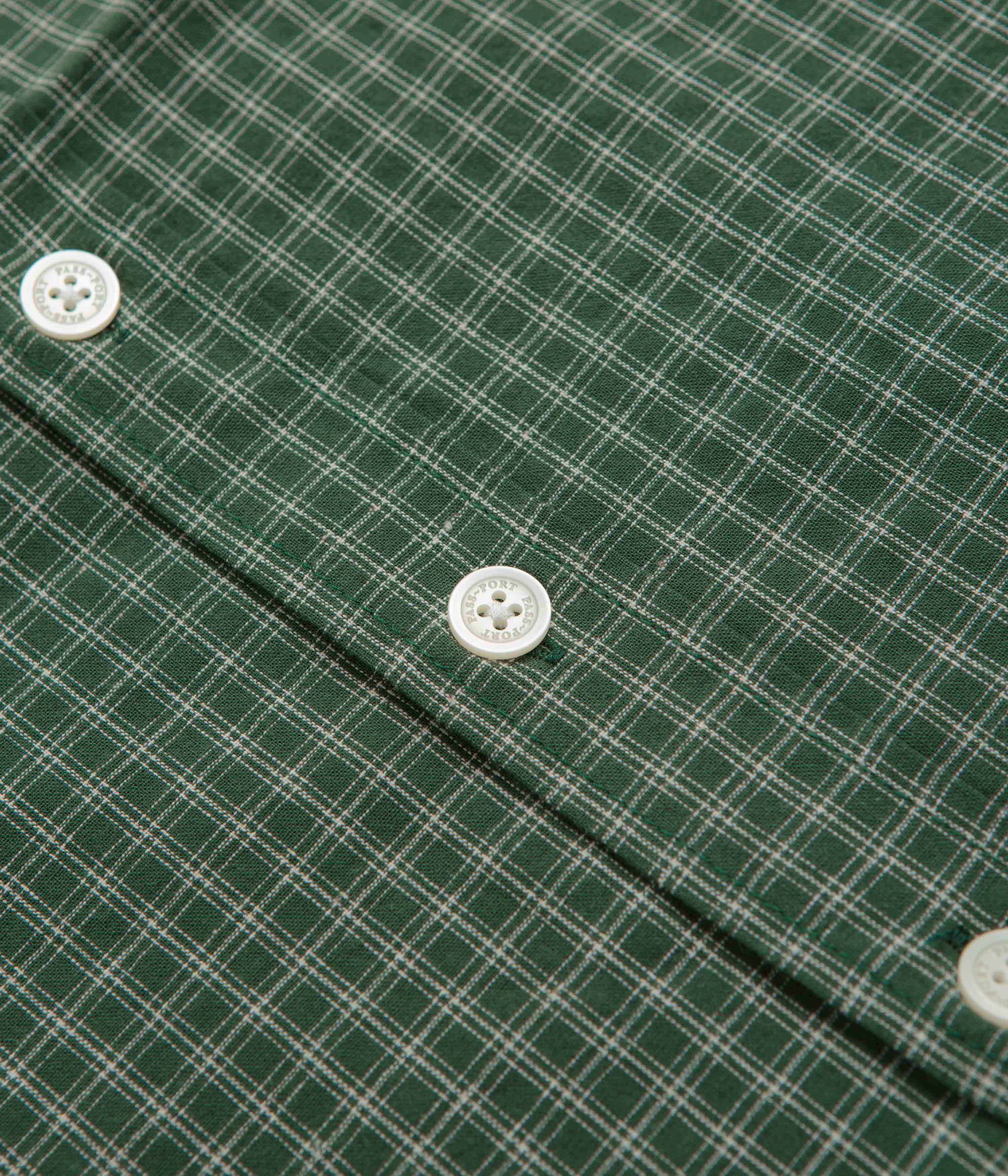 Pass Port Workers Check Short Sleeve Shirt - Green - Image 3