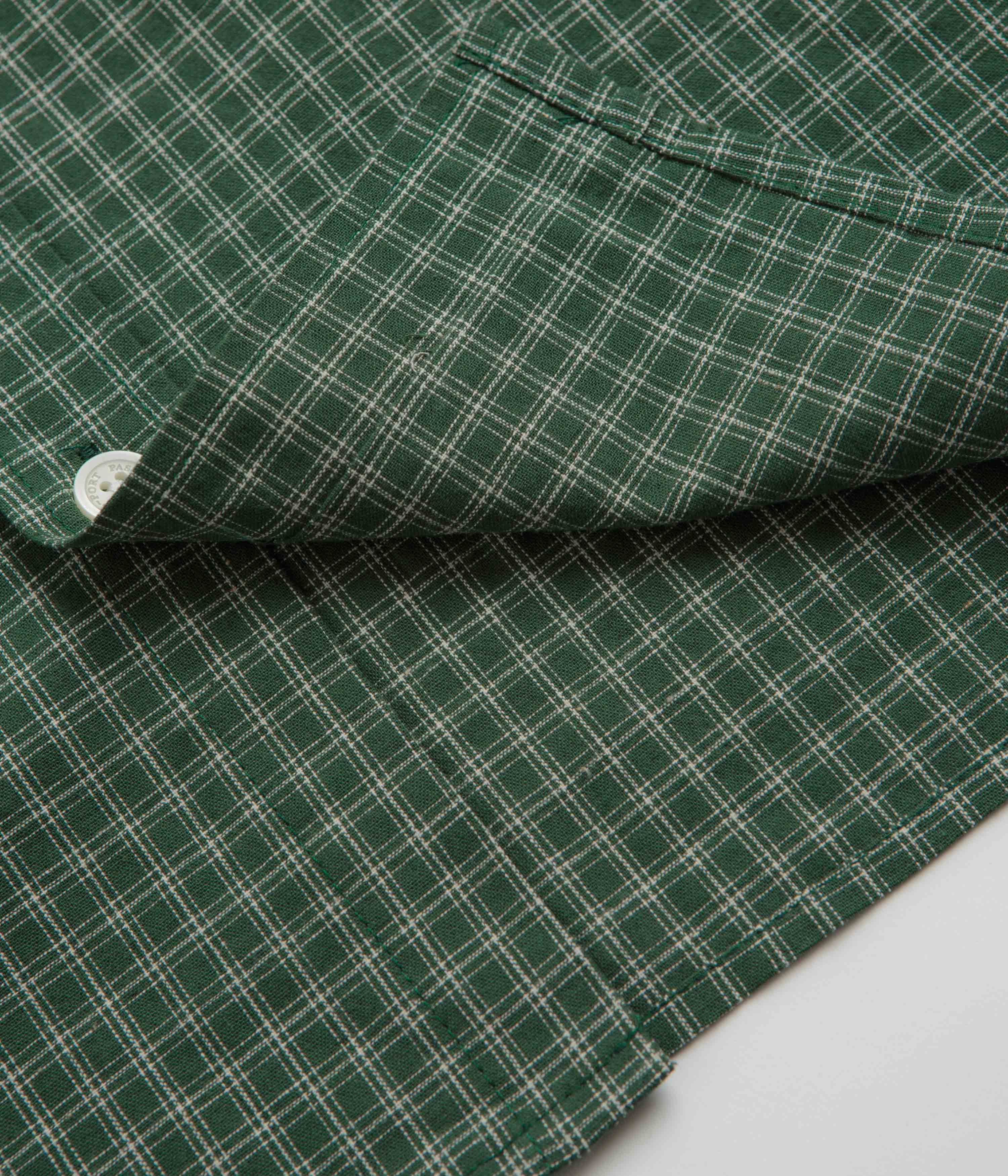 Pass Port Workers Check Short Sleeve Shirt - Green - Image 4