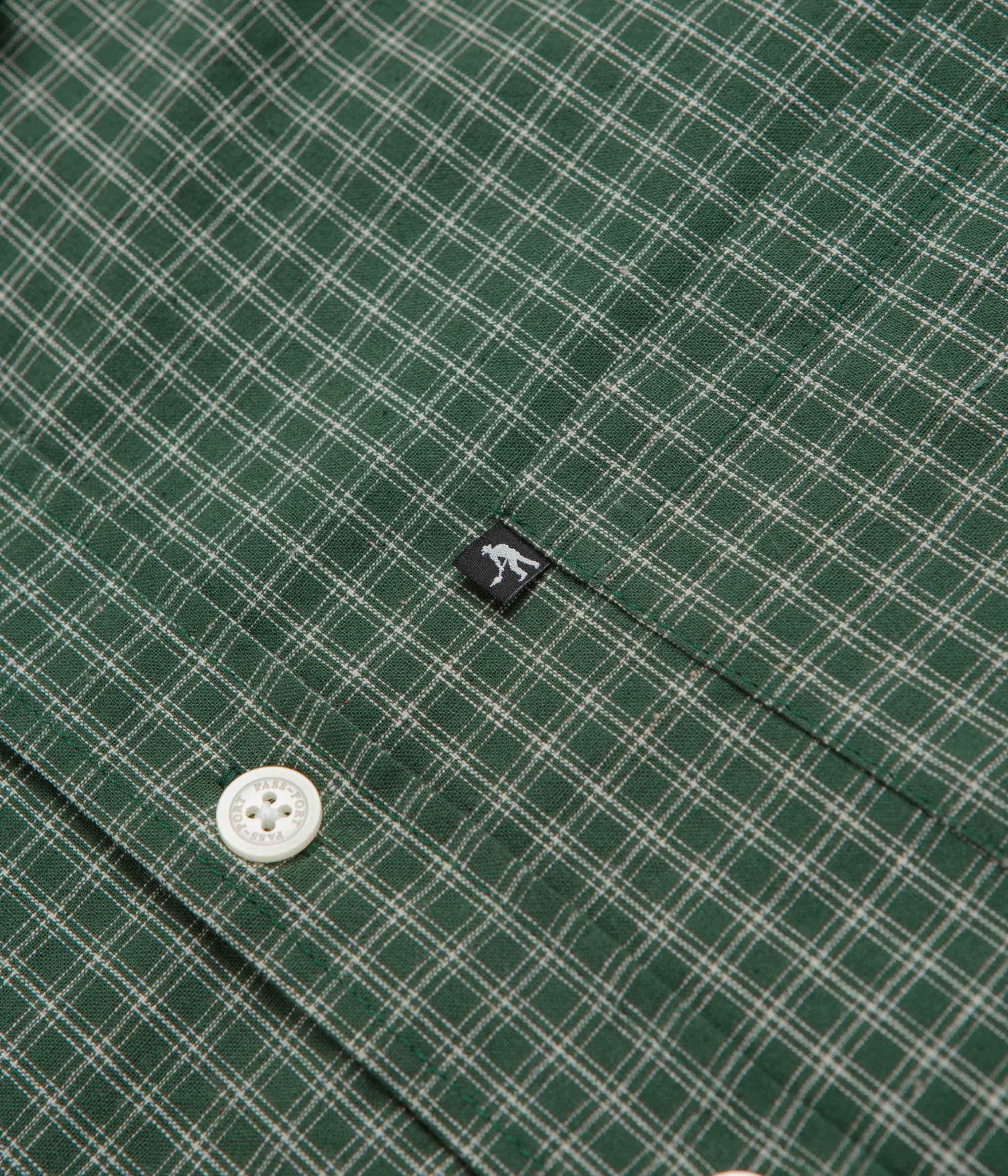 Pass Port Workers Check Short Sleeve Shirt - Green - Image 5