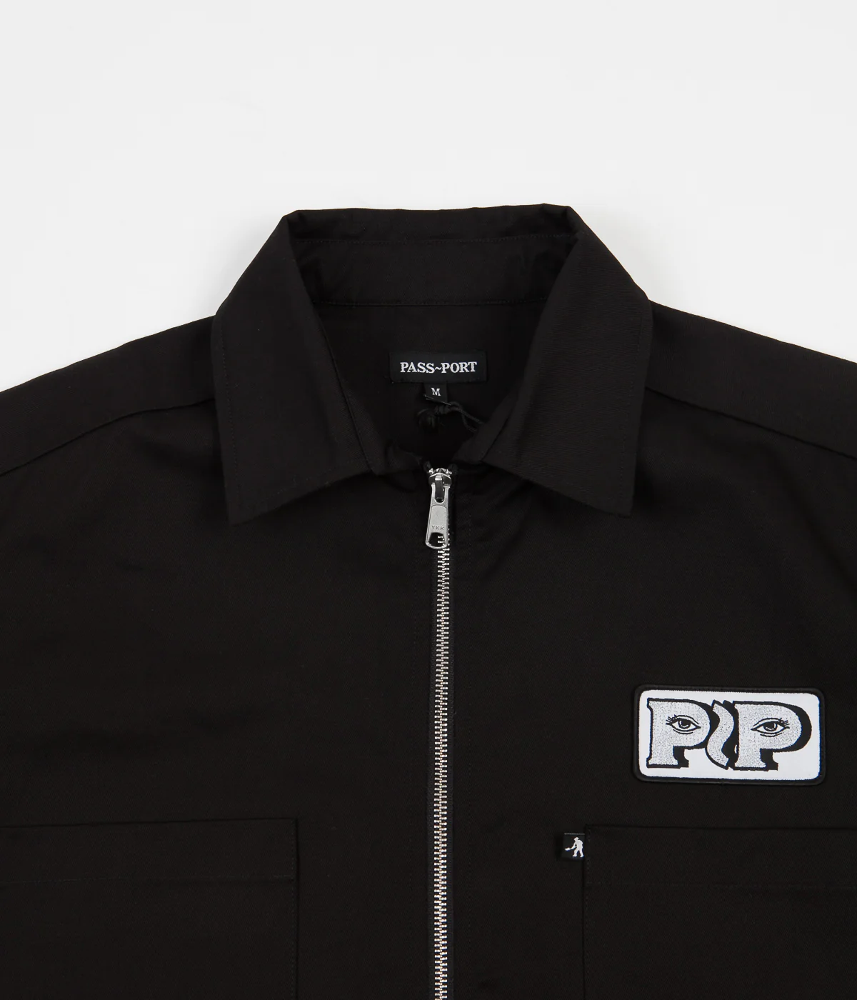 Pass Port Workers Zip-Up Short Sleeve Shirt - Black - Image 3