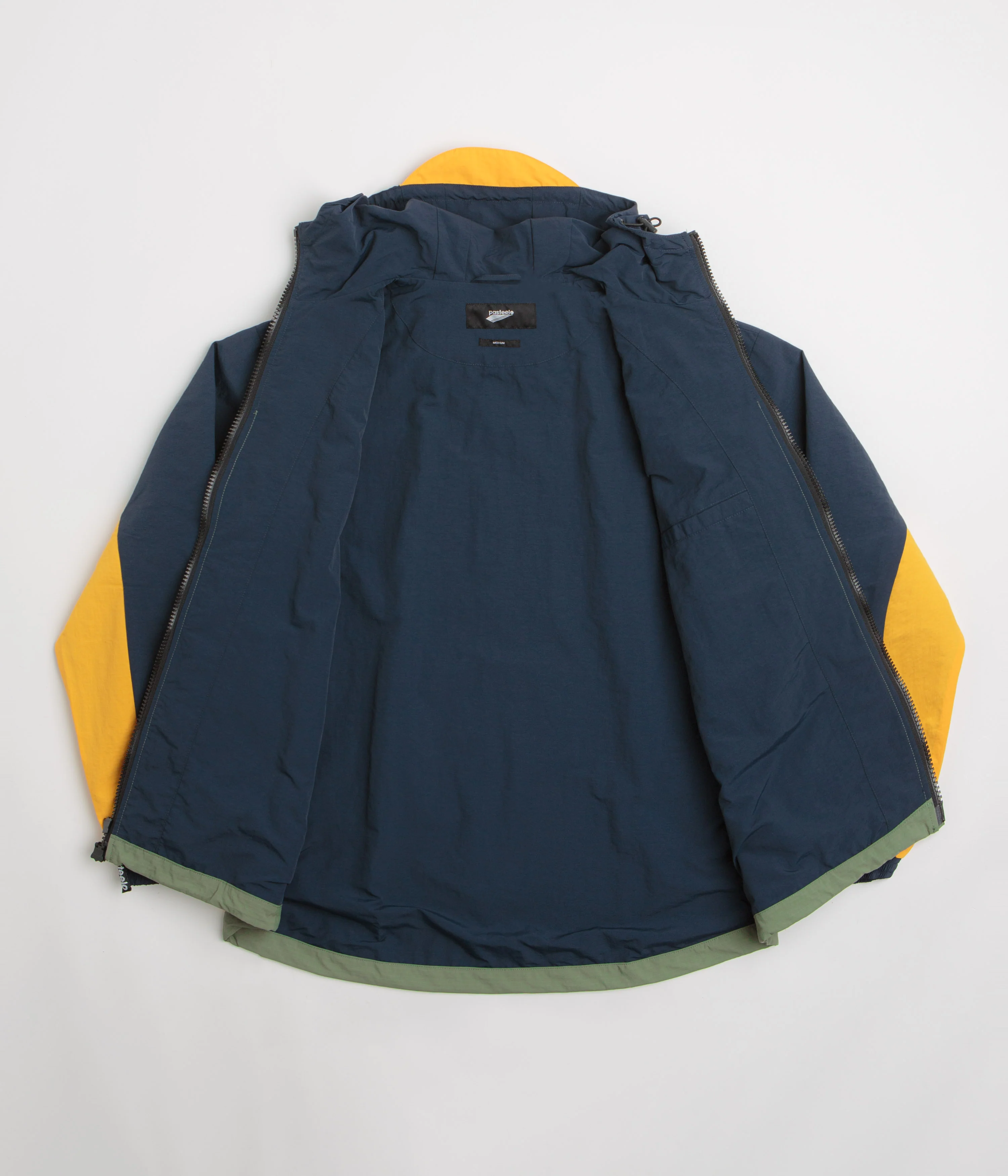 Pasteelo Hooded Windbreaker Jacket - Navy / Olive / Gold - Image 2