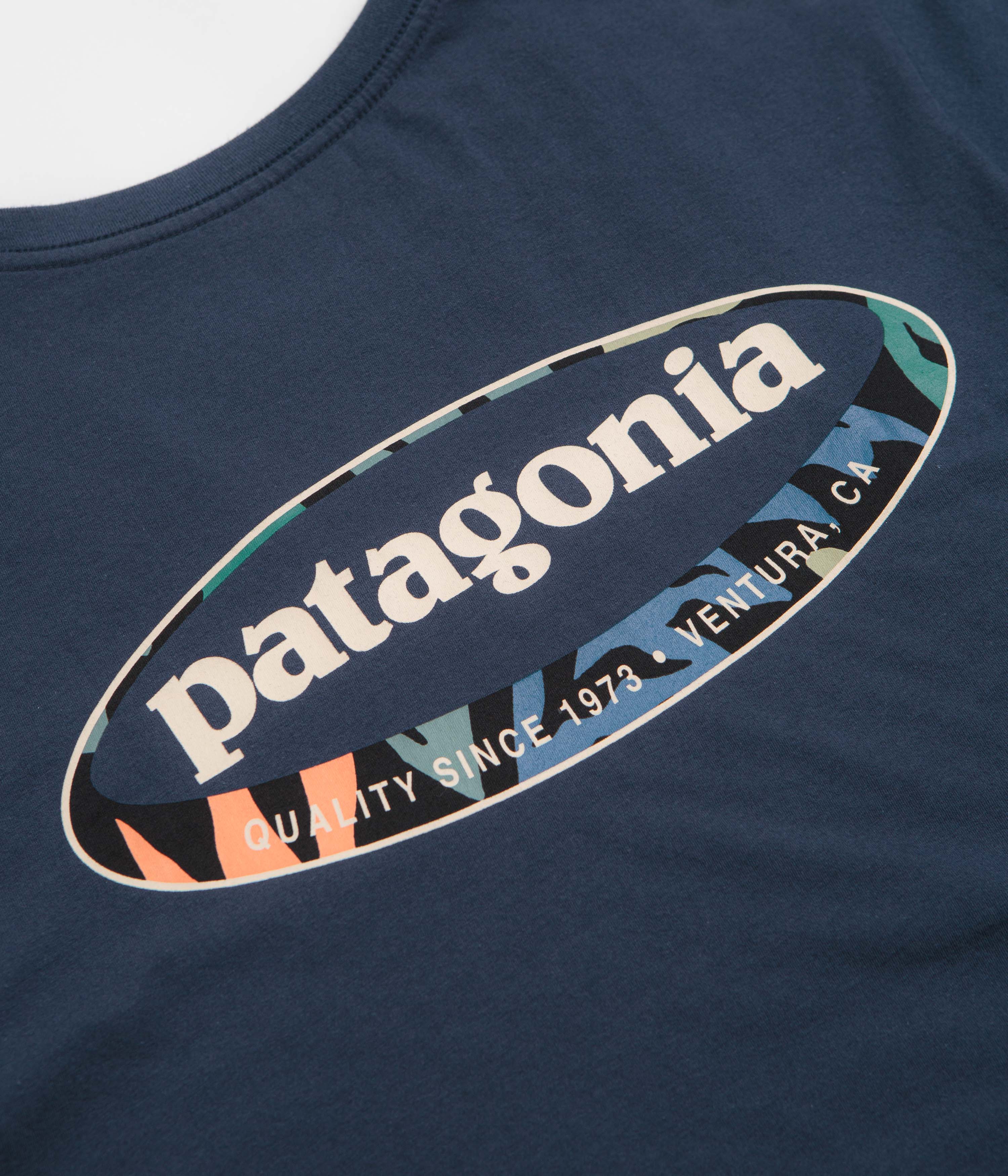 Patagonia 95 Oval Logo T-Shirt - New Navy: Kaleido - Image 4
