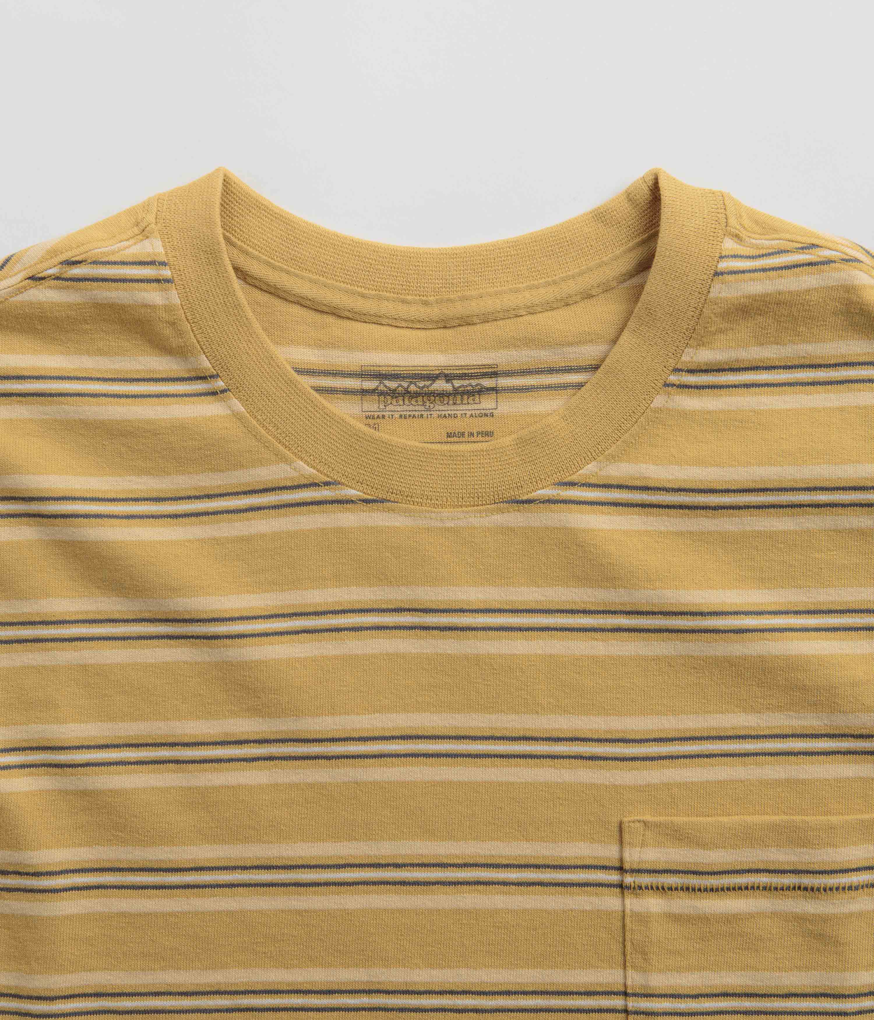 Patagonia Cotton in Conversion Pocket T-Shirt - Found Stripe: Pufferfish Gold - Image 3