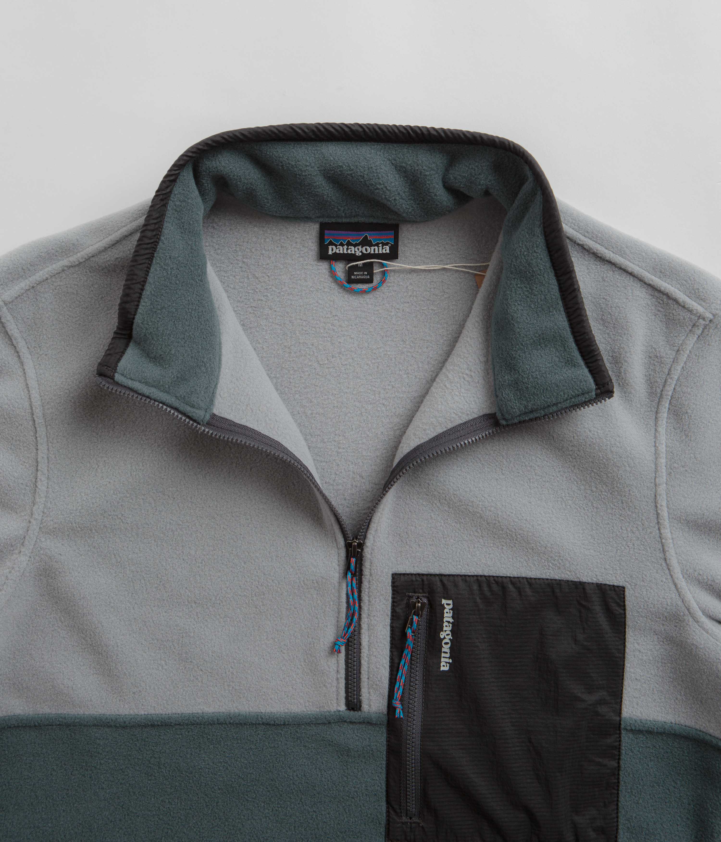 Patagonia Microdini 1/2 Zip Pullover Fleece - Nouveau Green / Salt Grey - Image 5