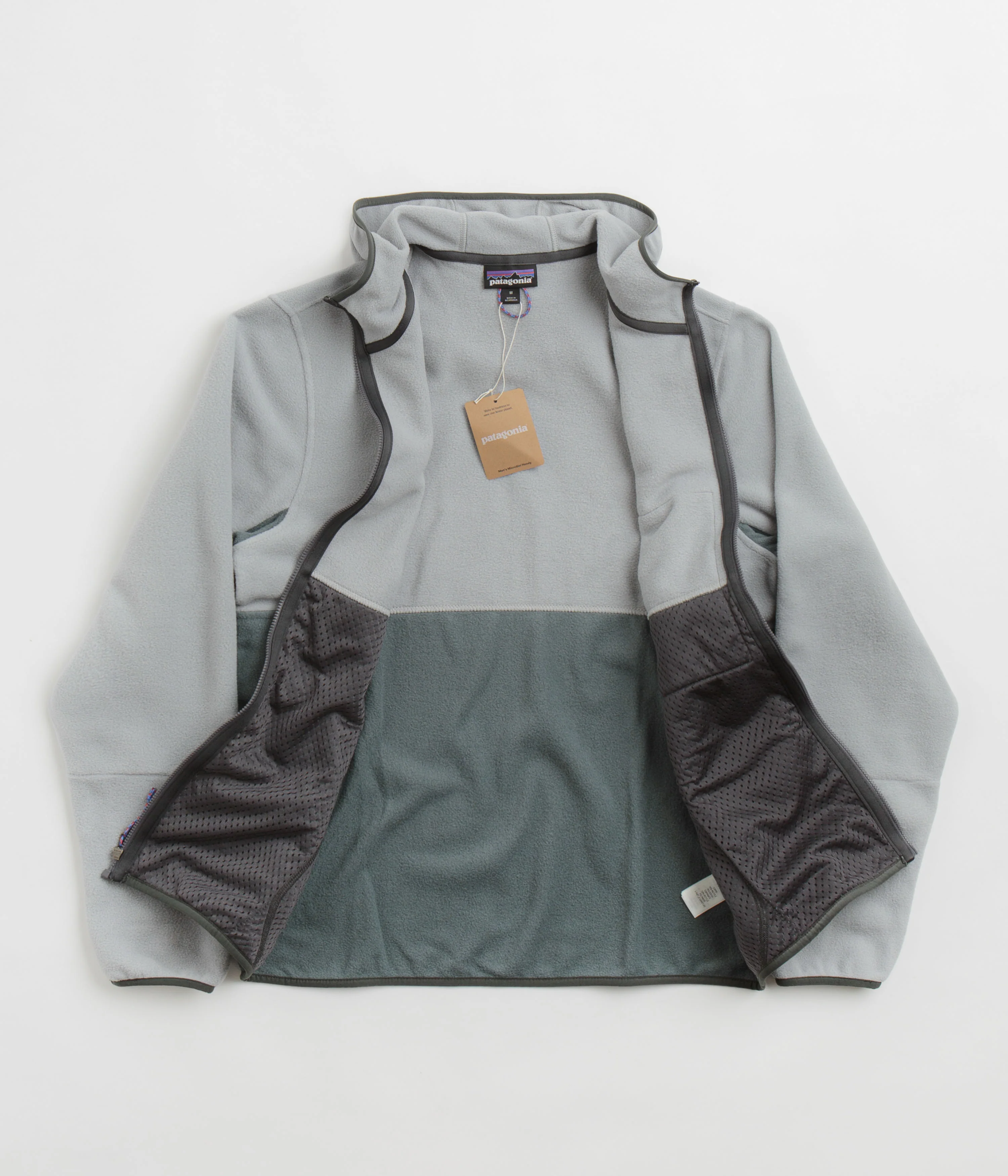 Patagonia Microdini Hoodie - Nouveau Green / Salt Grey - Image 2