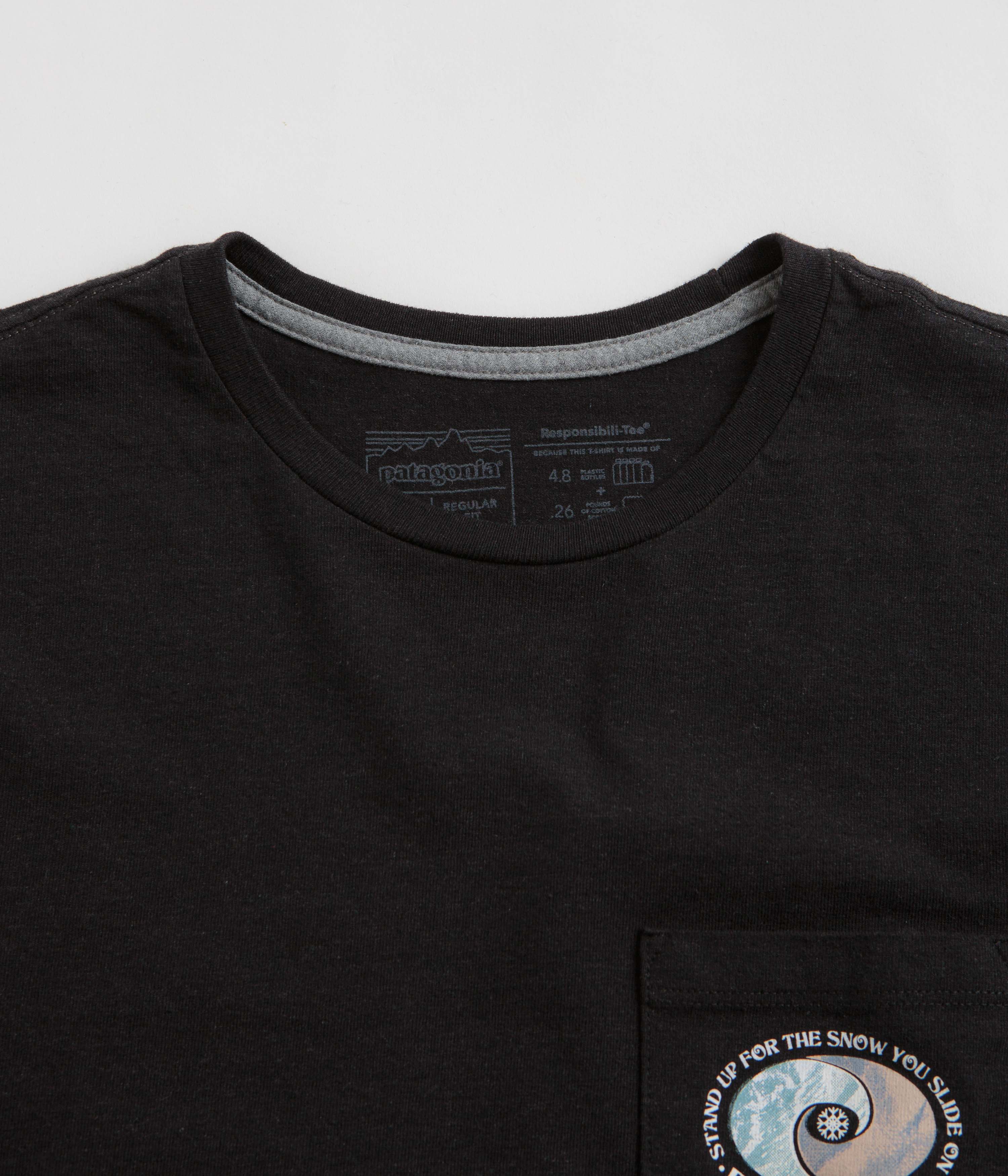 Patagonia Snowstitcher Pocket Responsibili-Tee Long Sleeve T-Shirt - Ink Black - Image 2