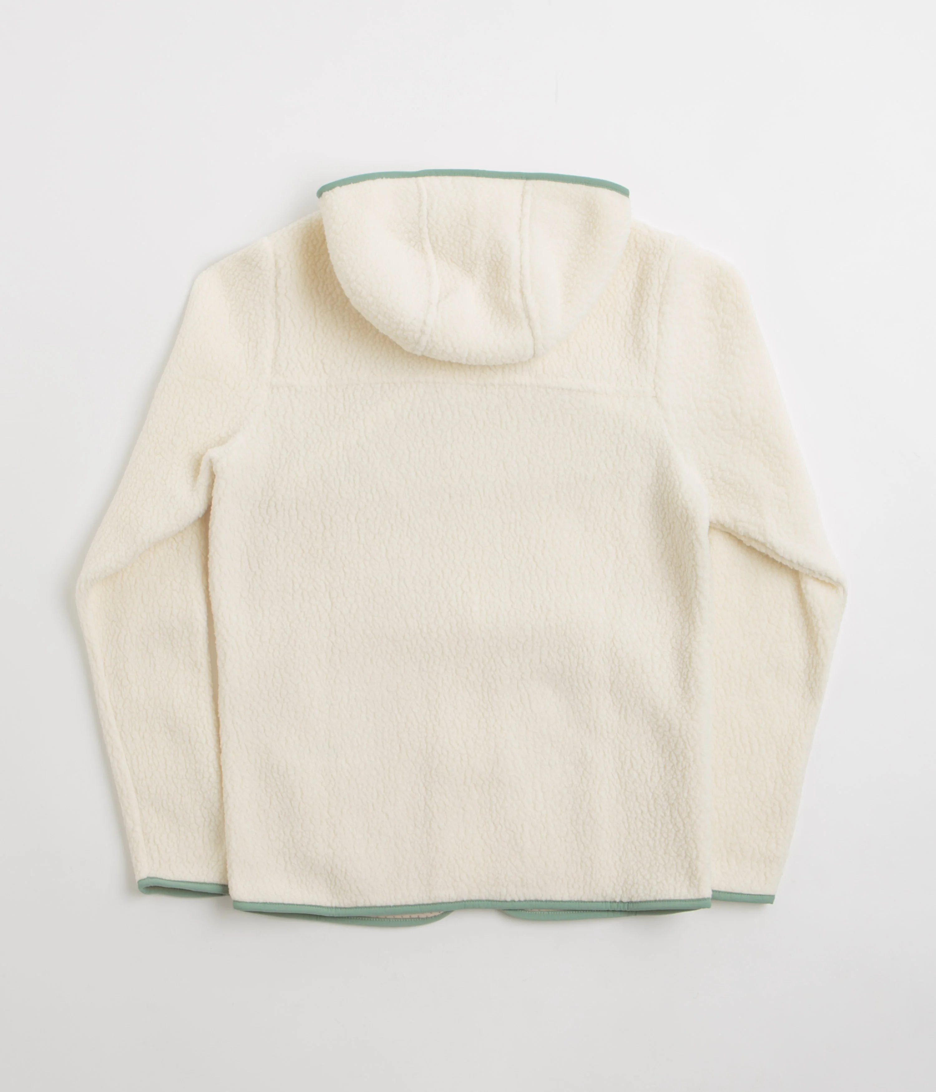 Patagonia Womens Retro Pile Hooded Fleece - Natural / Ellwood Green - Image 3