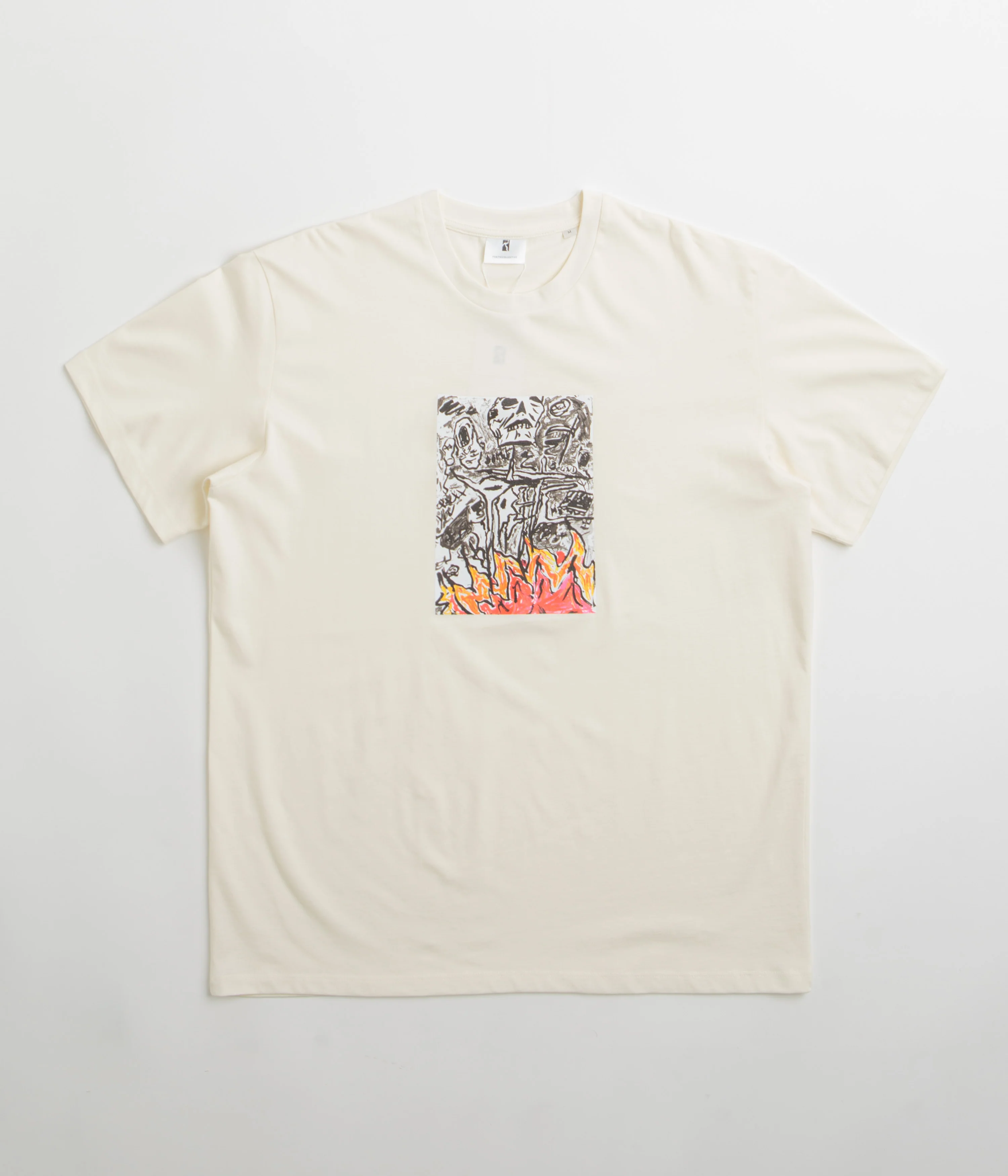 Poetic Collective Burning Skull T-Shirt - Ivory