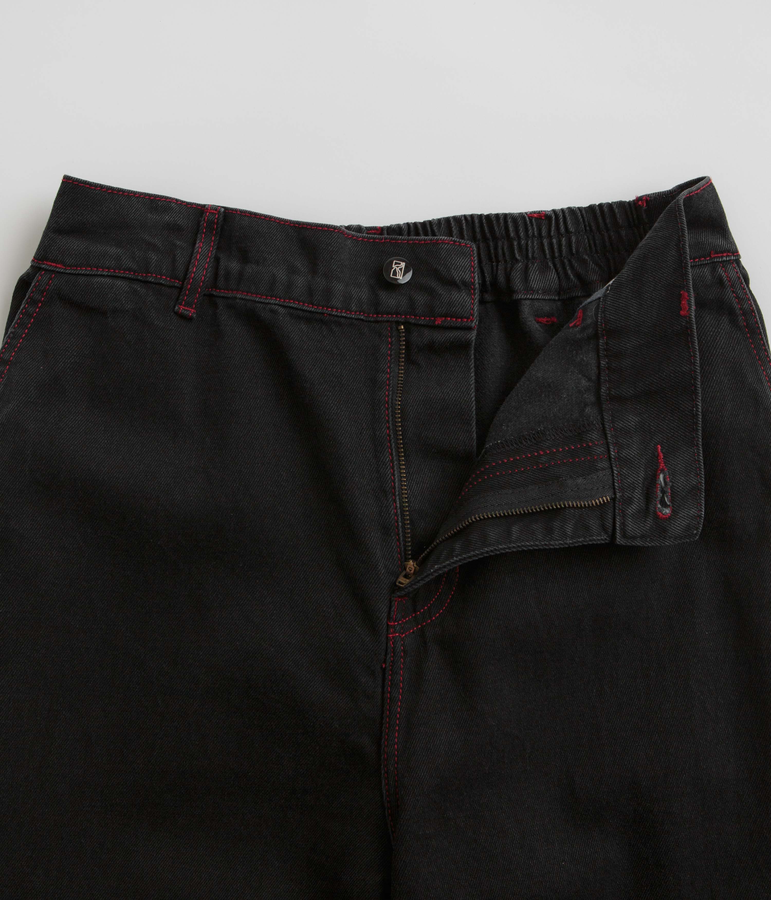 Poetic Collective Denim Sculptor Pants - Black / Red Stitch - Image 5