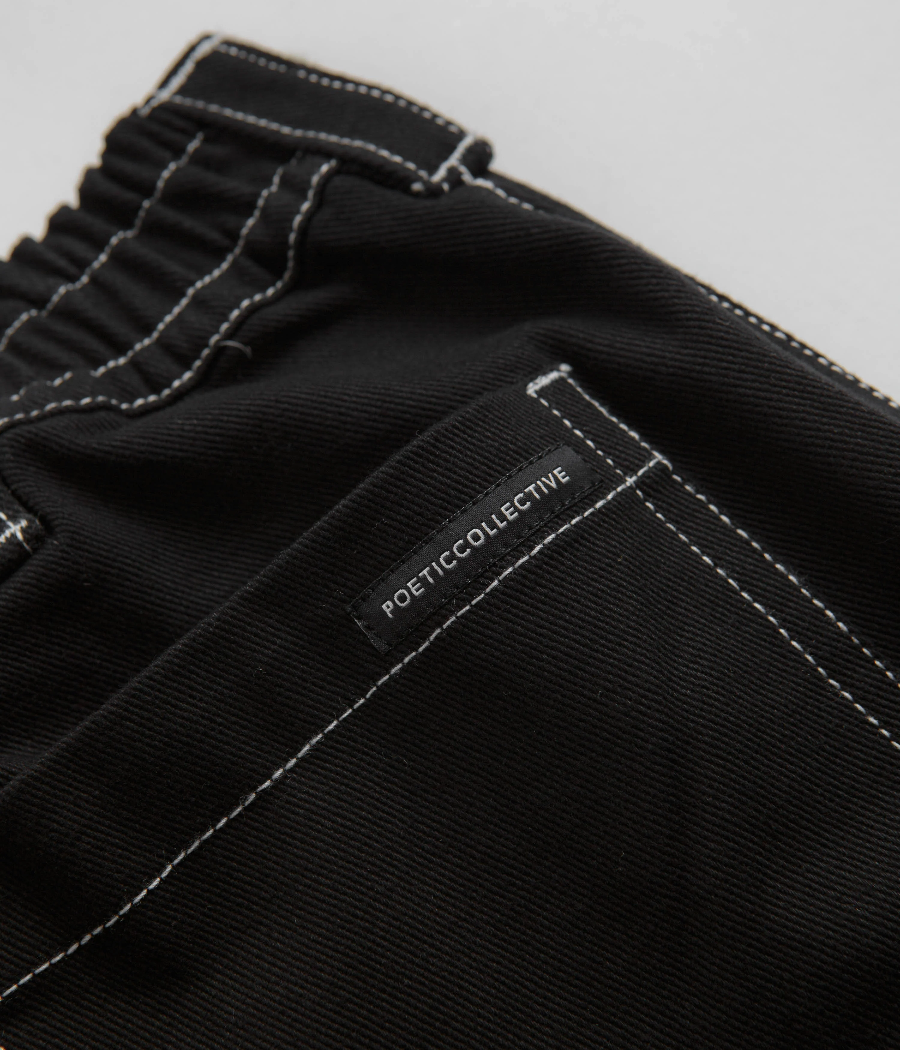 Poetic Collective Denim Sculptor Pants - Black / White Stitch - Image 7