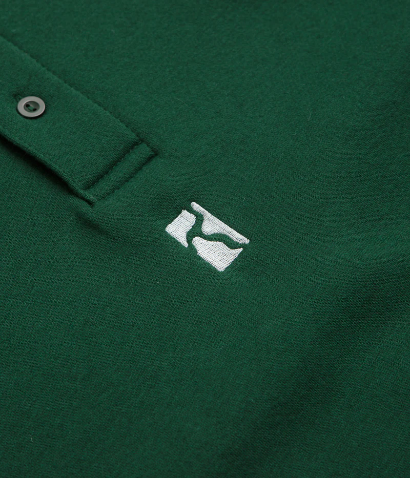 Poetic Collective Heavy Polo Sweatshirt - Bottle Green - Image 3