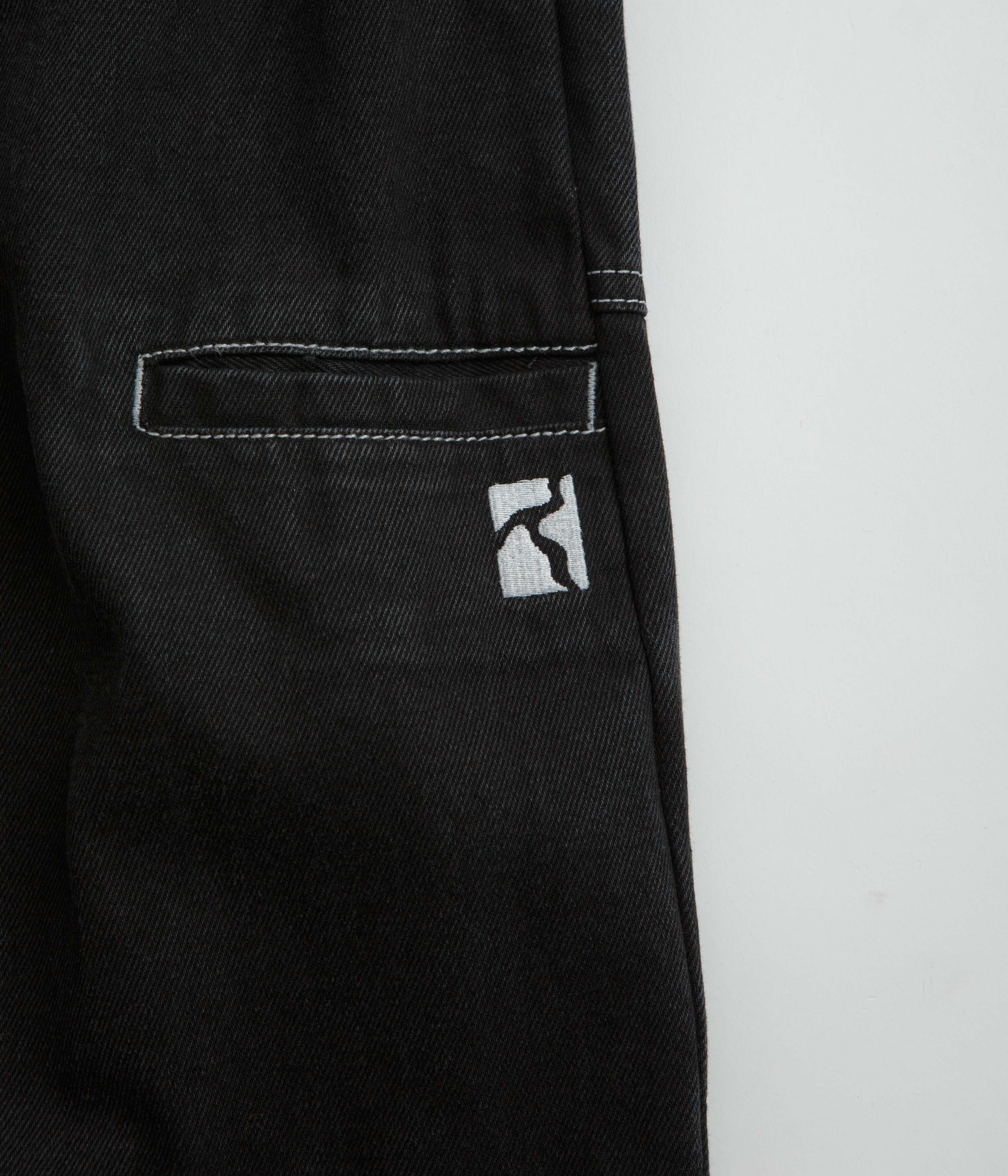 Poetic Collective Painter Pants - Black Denim / White Seams - Image 4