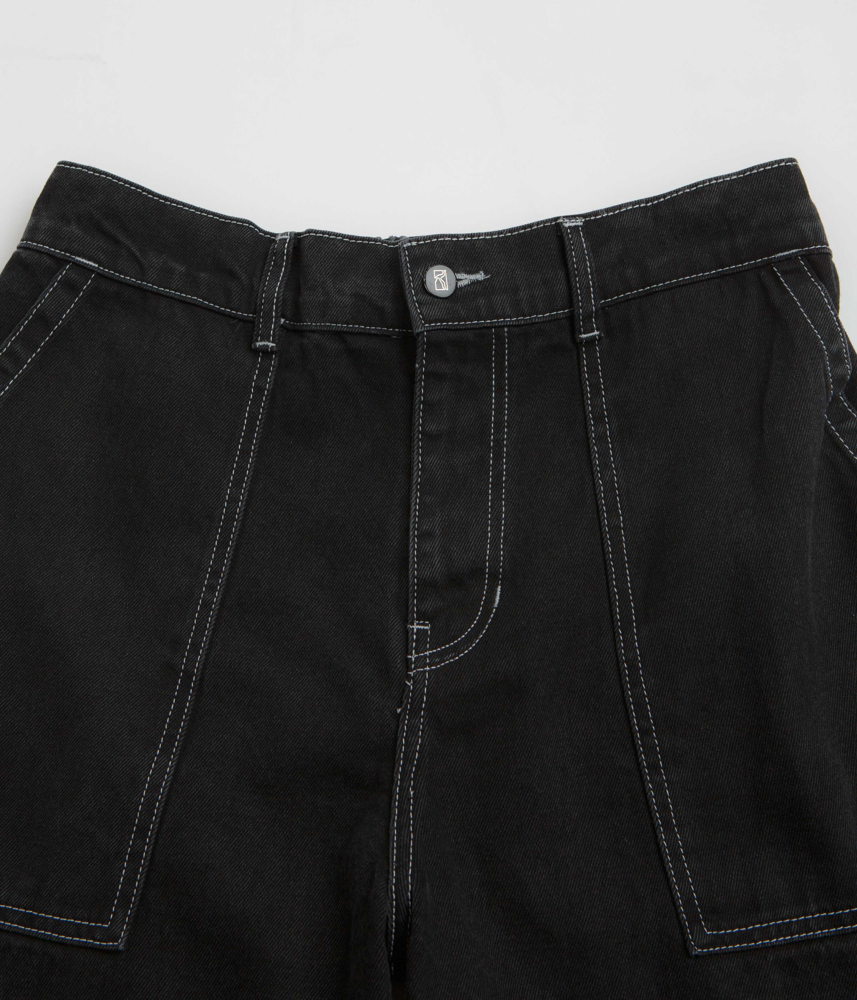 Poetic Collective Painter Pants - Black Denim / White Seams - Image 5