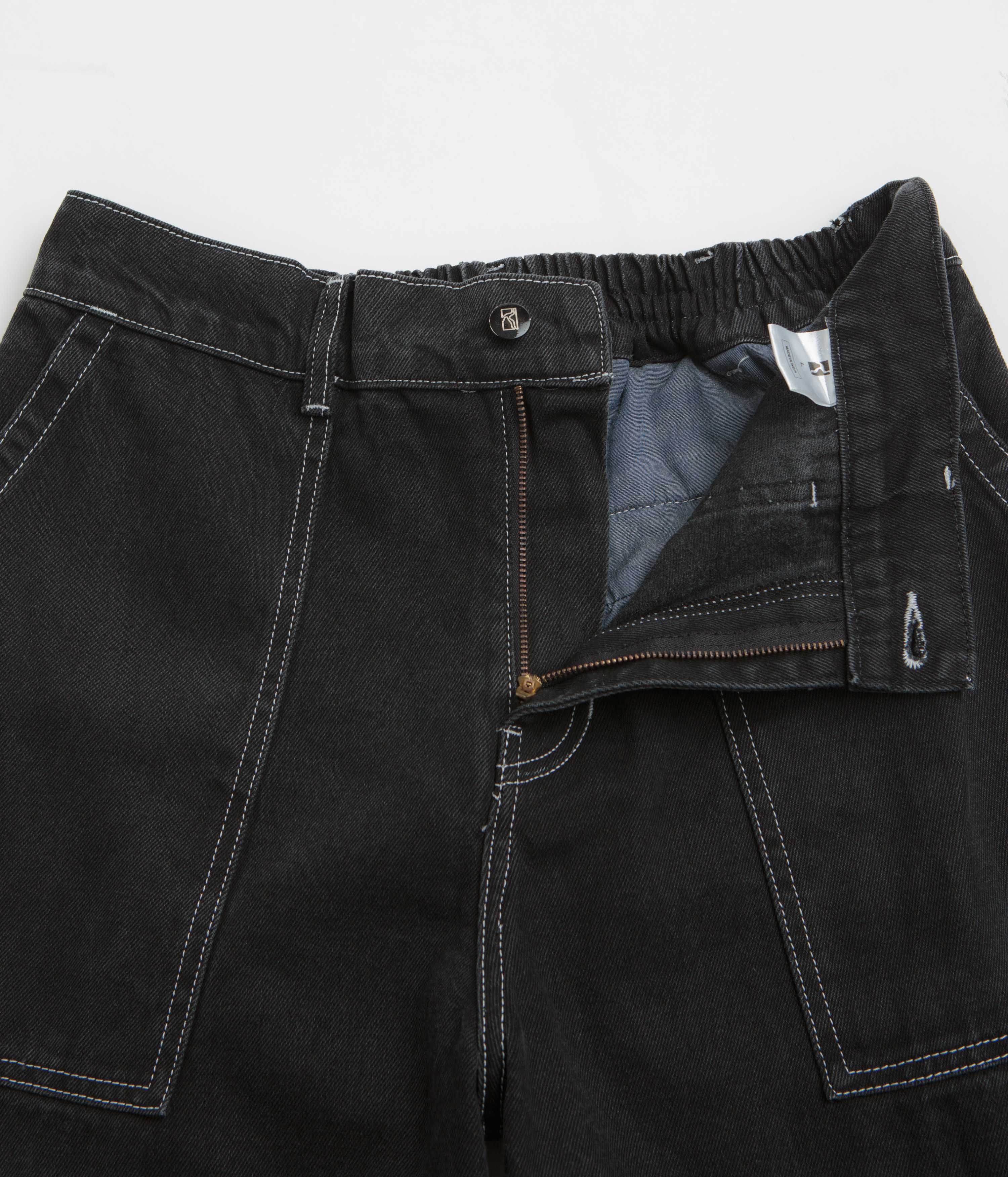 Poetic Collective Painter Pants - Black Denim / White Seams - Image 6