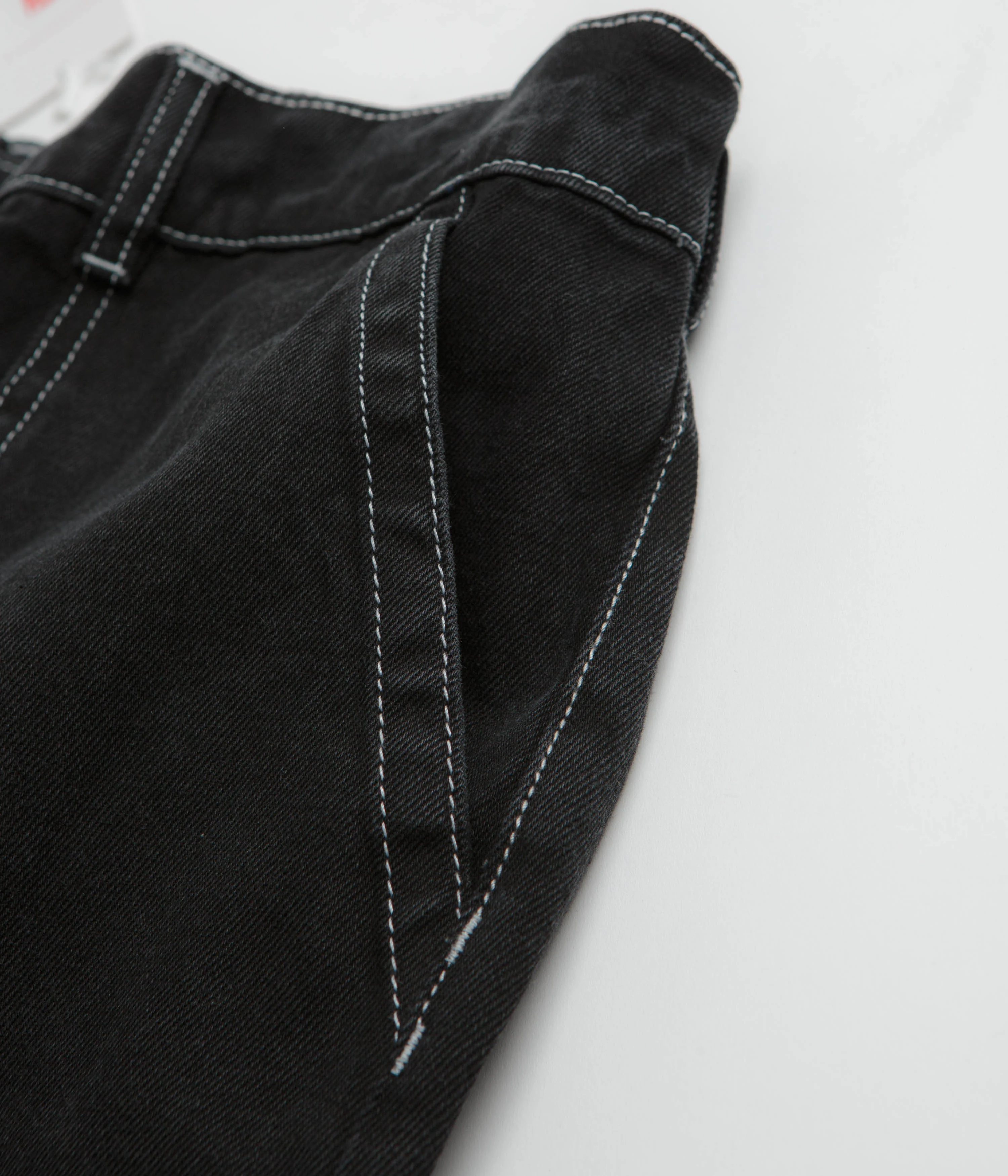 Poetic Collective Painter Pants - Black Denim / White Seams - Image 8