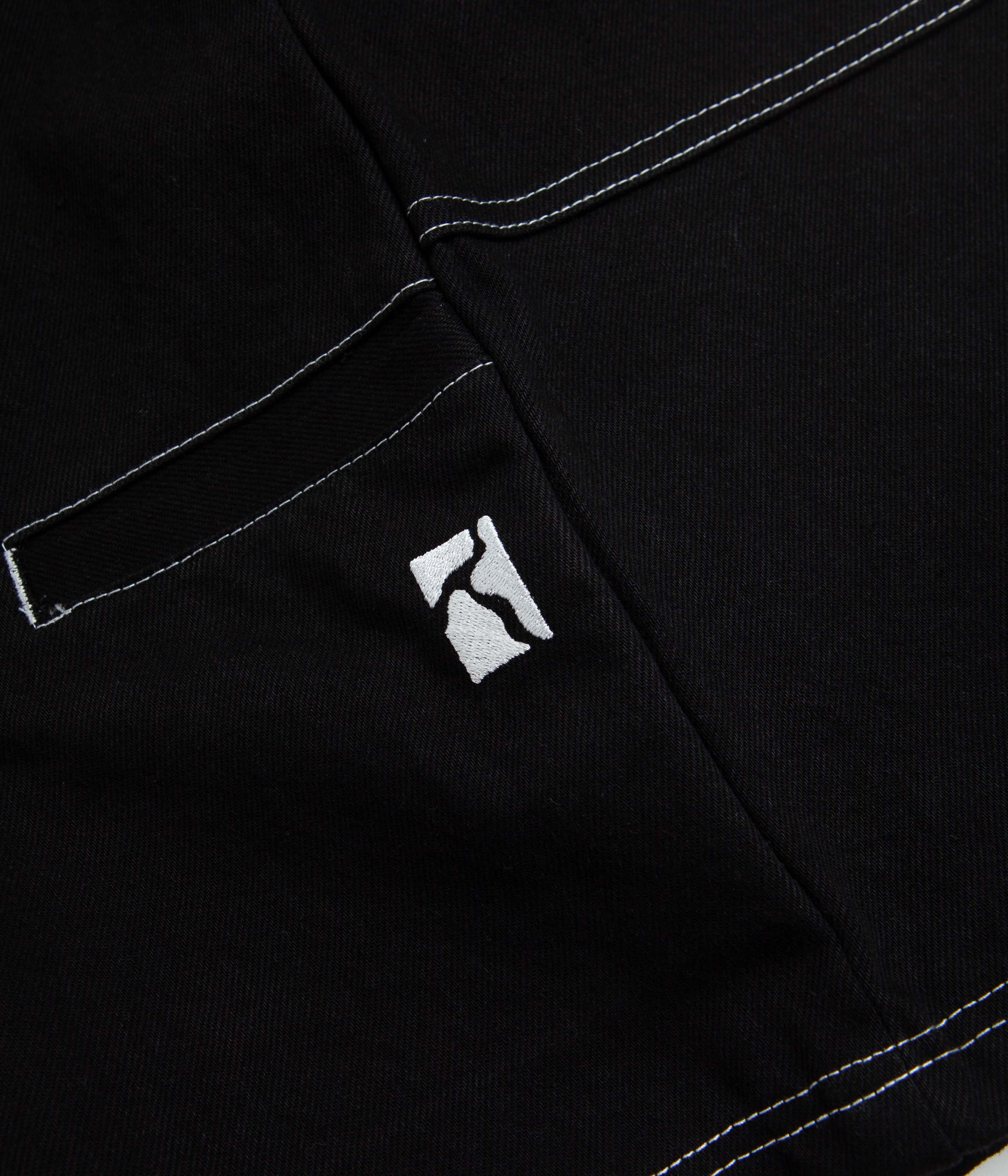 Poetic Collective Painter Shorts - Black Denim / White Stitch - Image 7