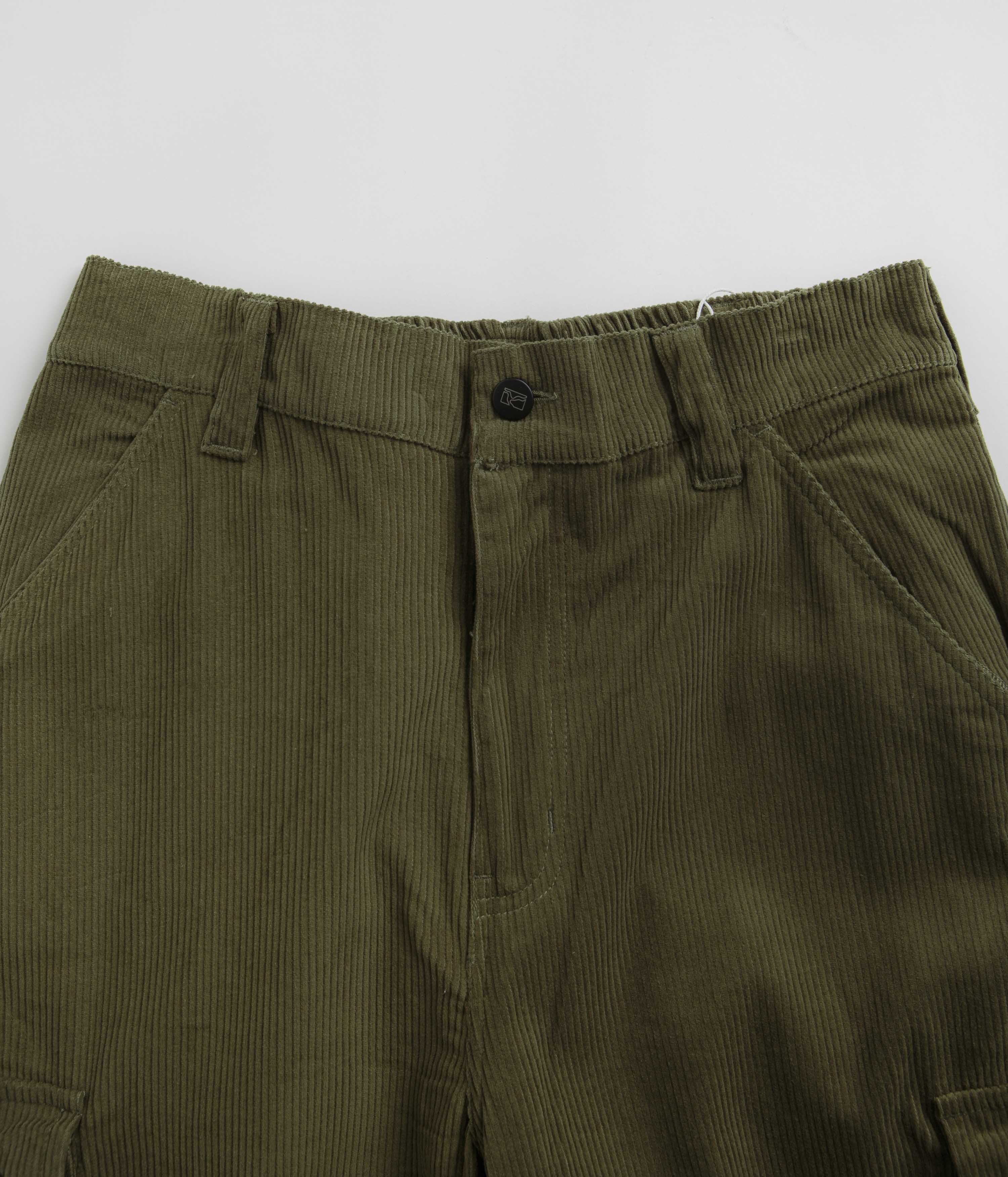 Poetic Collective Poet Corduroy Cargo Pants - Olive Green - Image 4