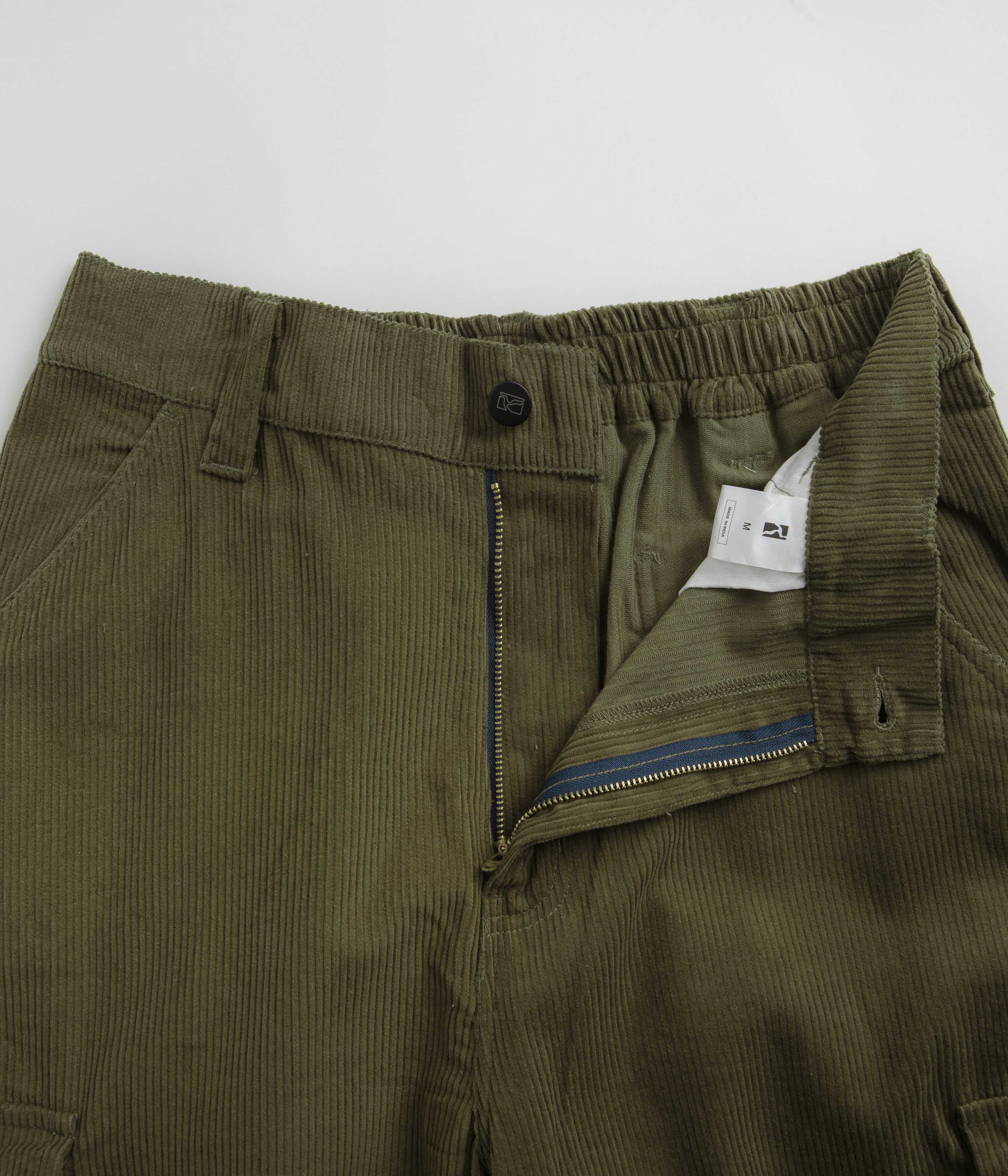 Poetic Collective Poet Corduroy Cargo Pants - Olive Green - Image 5
