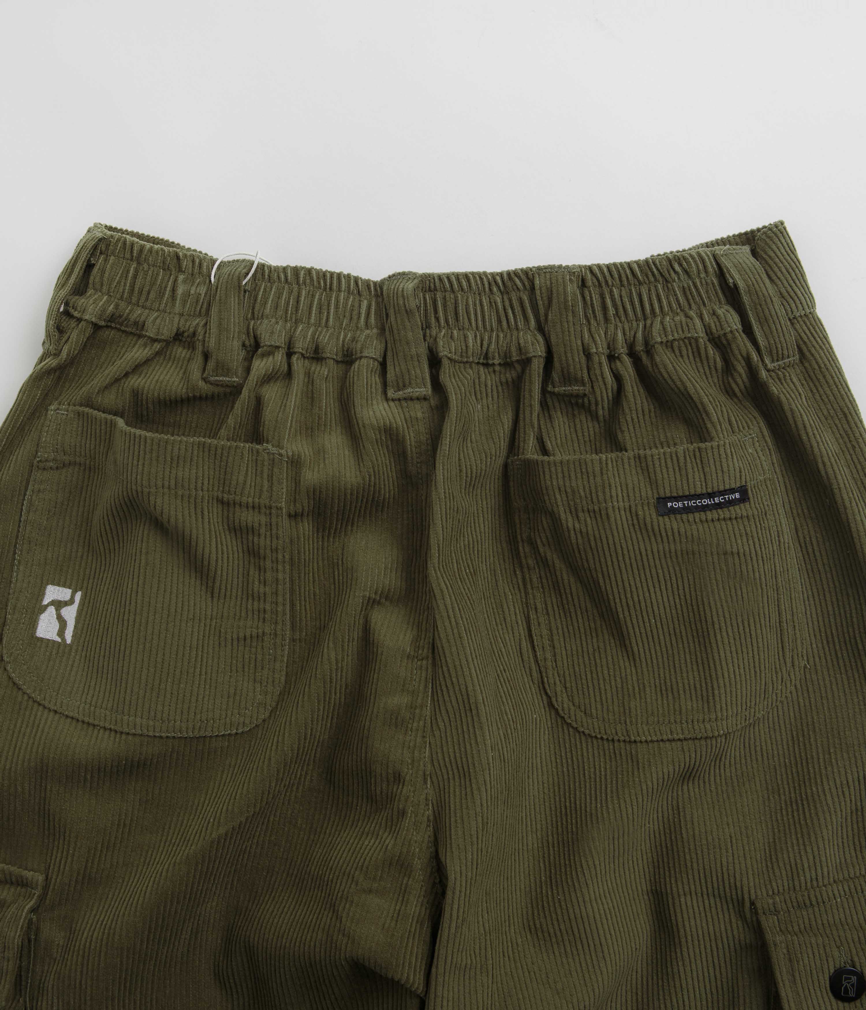 Poetic Collective Poet Corduroy Cargo Pants - Olive Green - Image 6