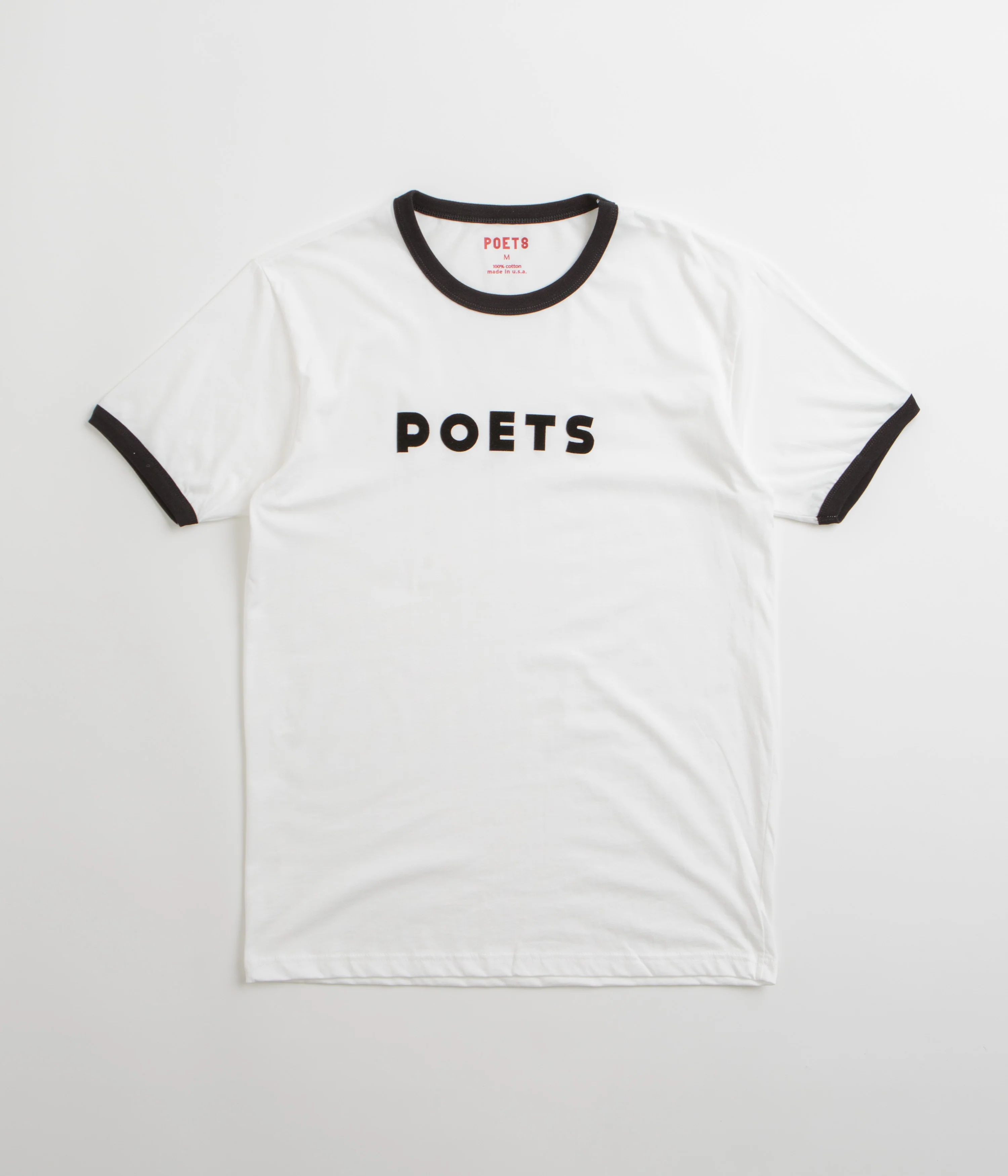 Poets Base Ringer Flocked T-Shirt - White