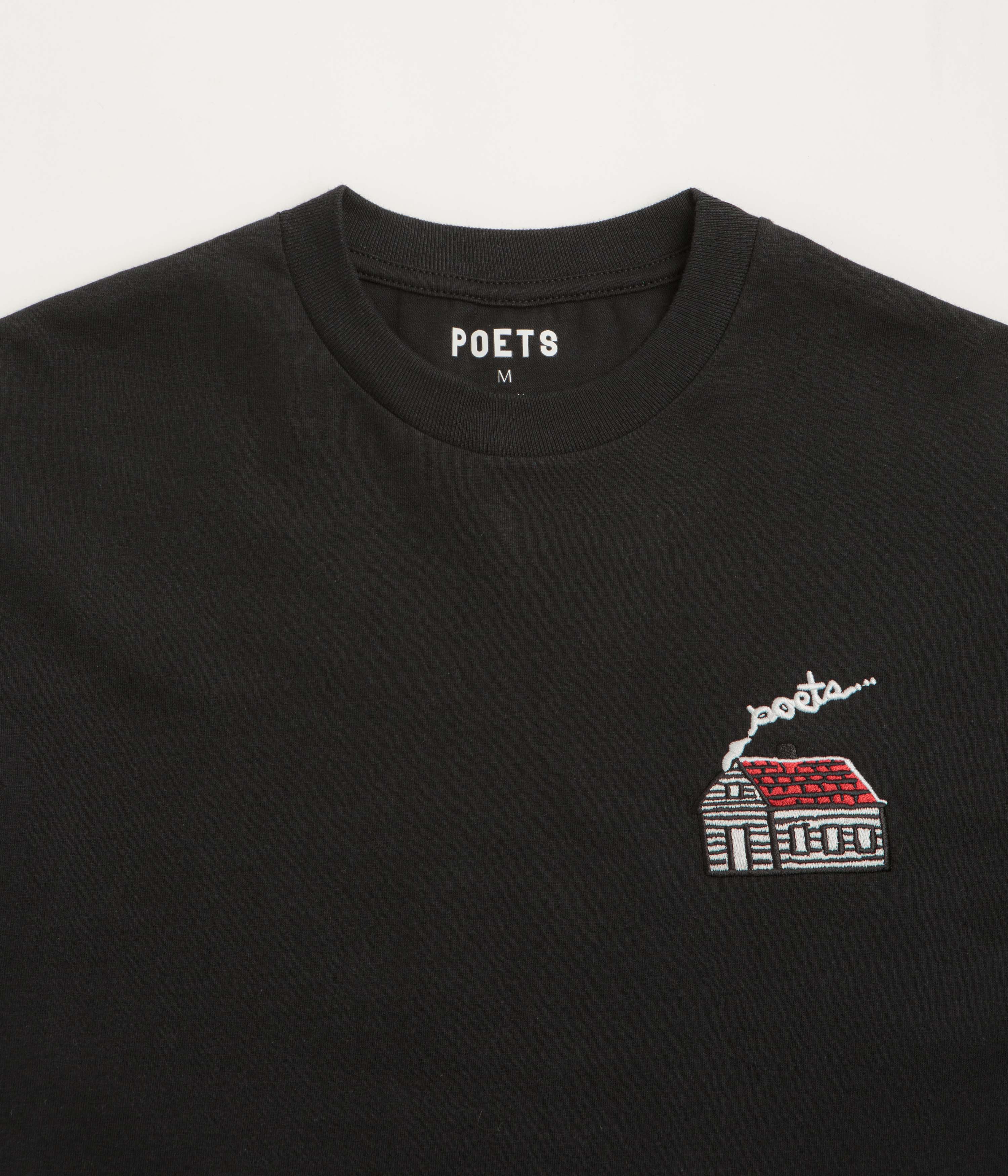 Poets Home Embroidered T-Shirt - Black - Image 3