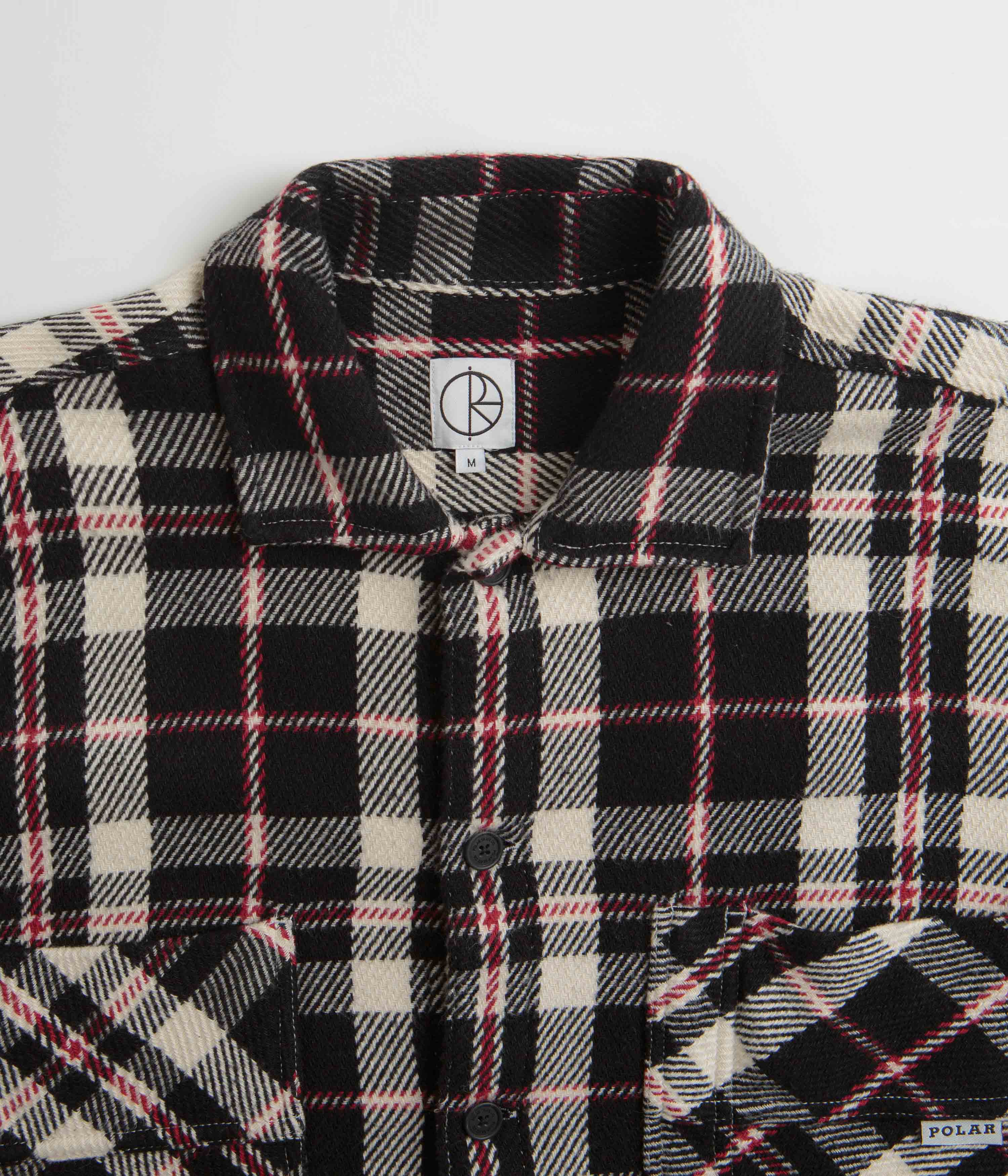 Polar Big Boy Flannel Overshirt - Black / Cloud White / Red - Image 4