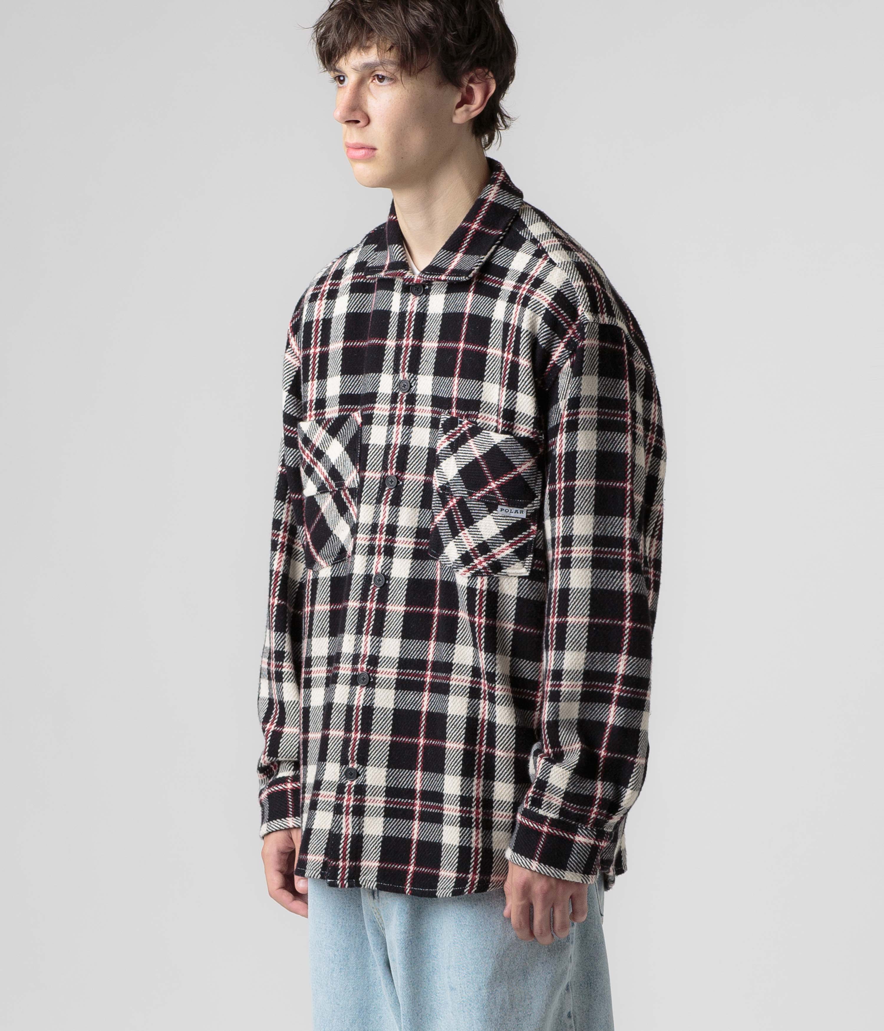 Polar Big Boy Flannel Overshirt - Black / Cloud White / Red - Image 6