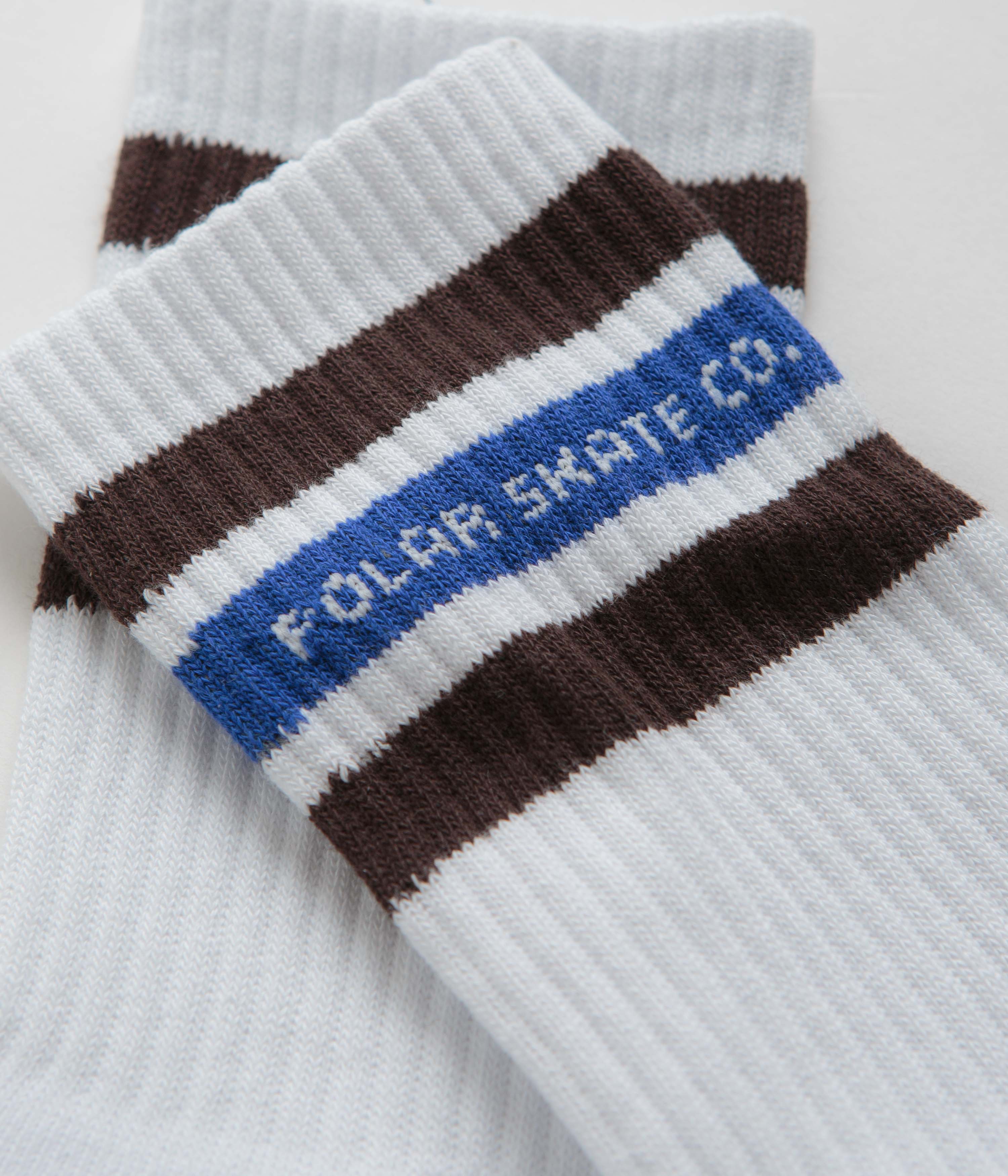 Polar Fat Stripe Socks - White / Brown / Blue - Image 2