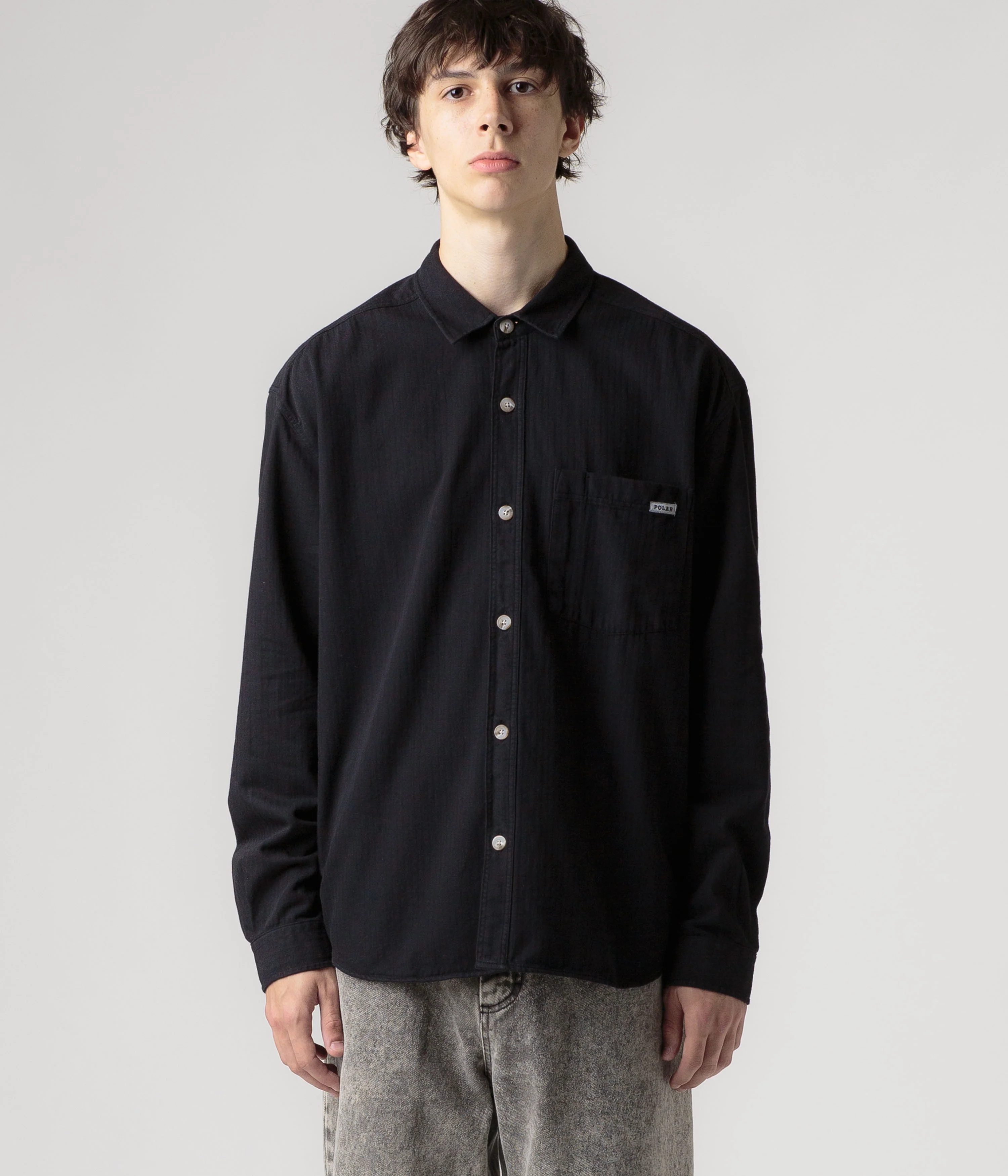 Polar Mitchell Herringbone Shirt - Black - Image 4
