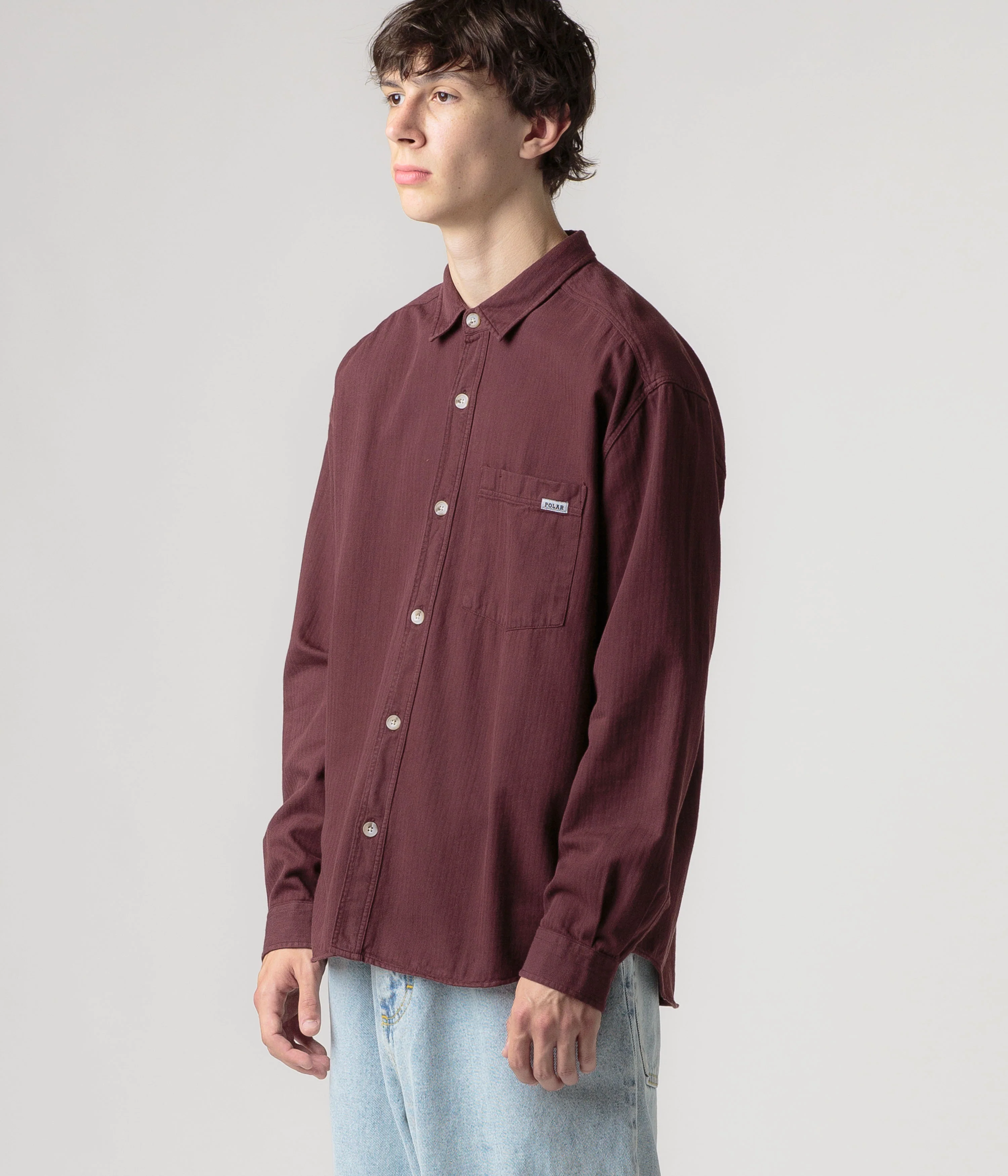 Polar Mitchell Herringbone Shirt - Wine - Image 7