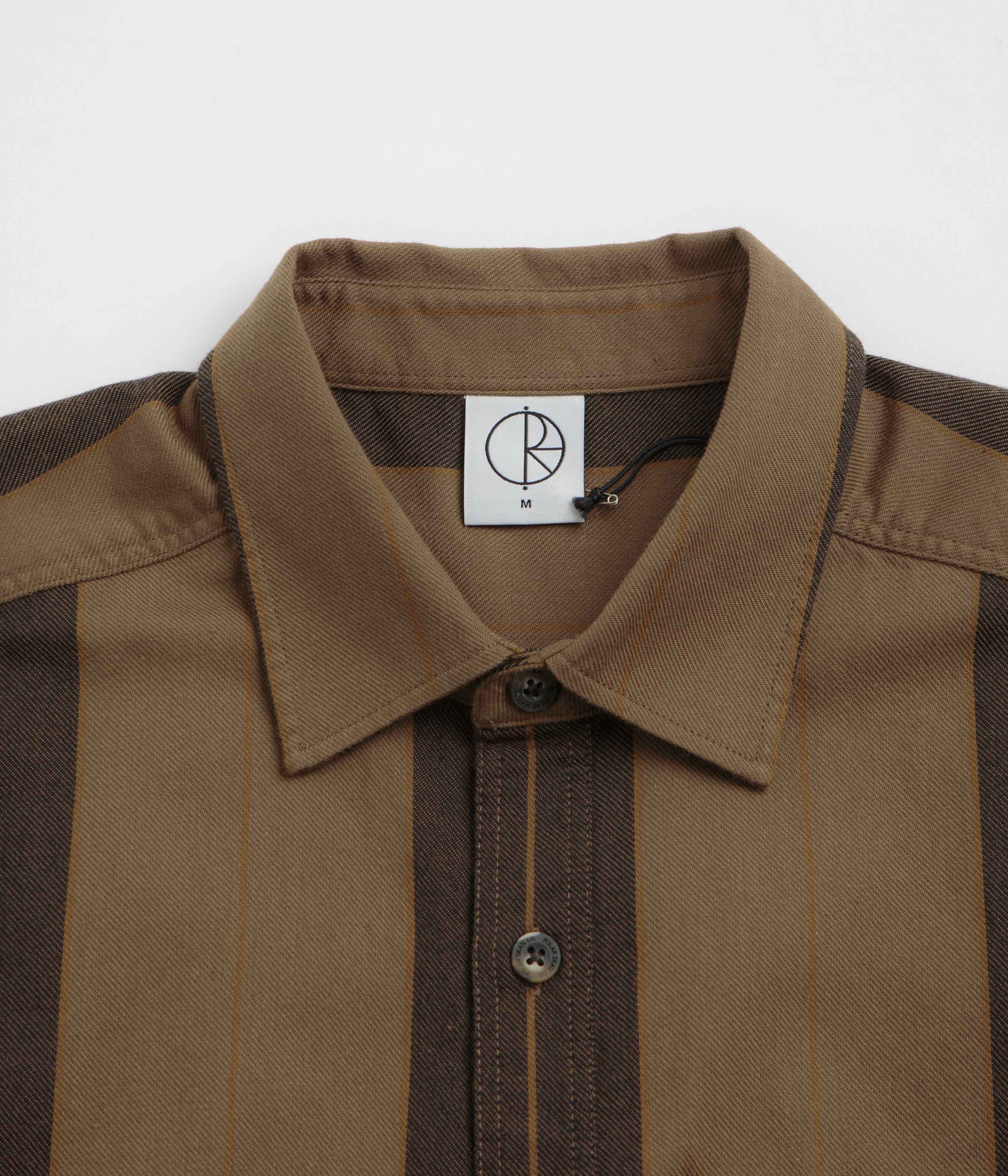 Polar Mitchell Short Sleeve Shirt - Brown Block Stripe - Image 2