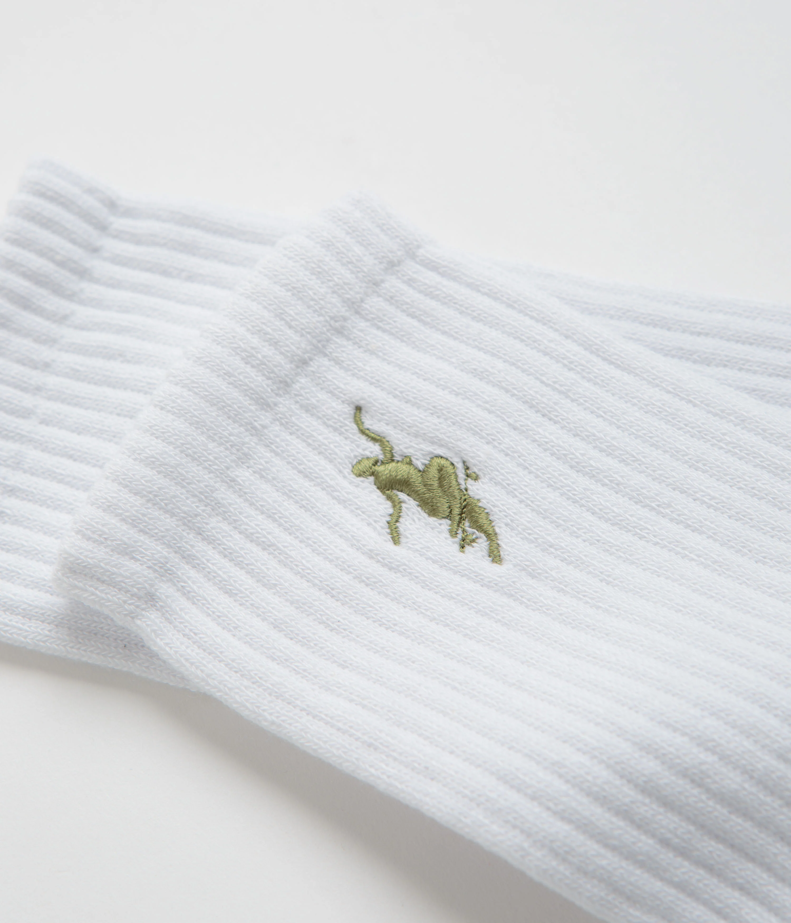 Polar No Comply Socks - White / Army Green - Image 2