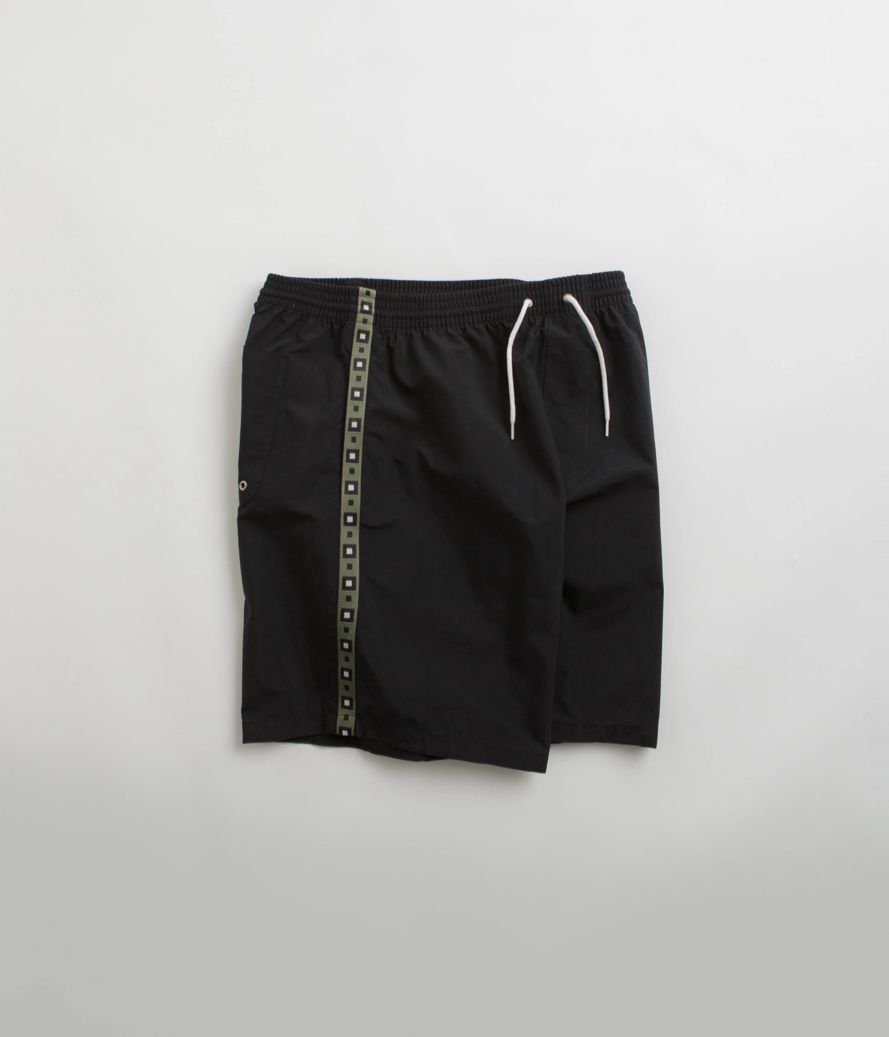 Polar Square Stripe Swim Shorts - Black / Jade Green - Image 2