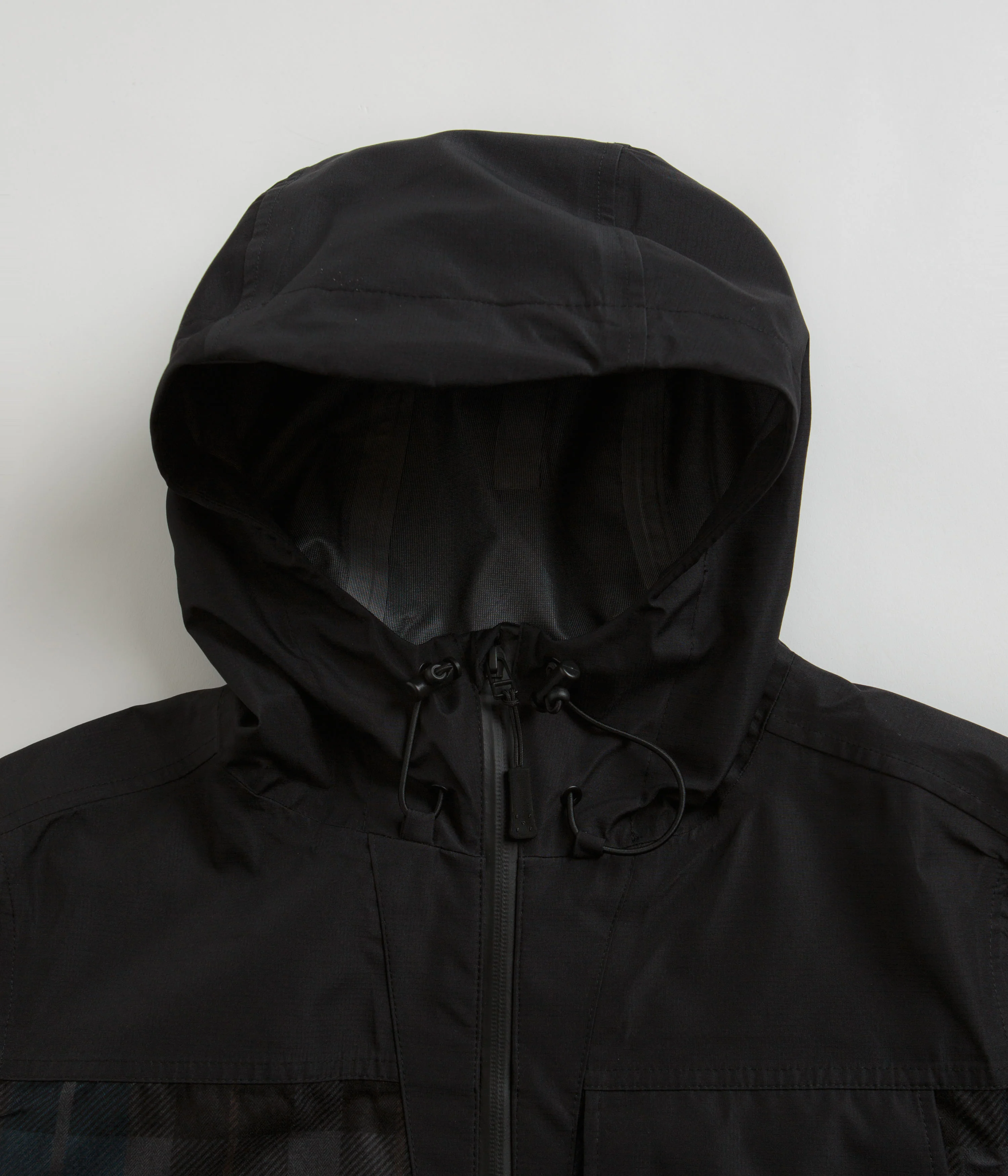 Pop Trading Company Big Pocket Hooded Jacket - Black / Navy Check - Image 3