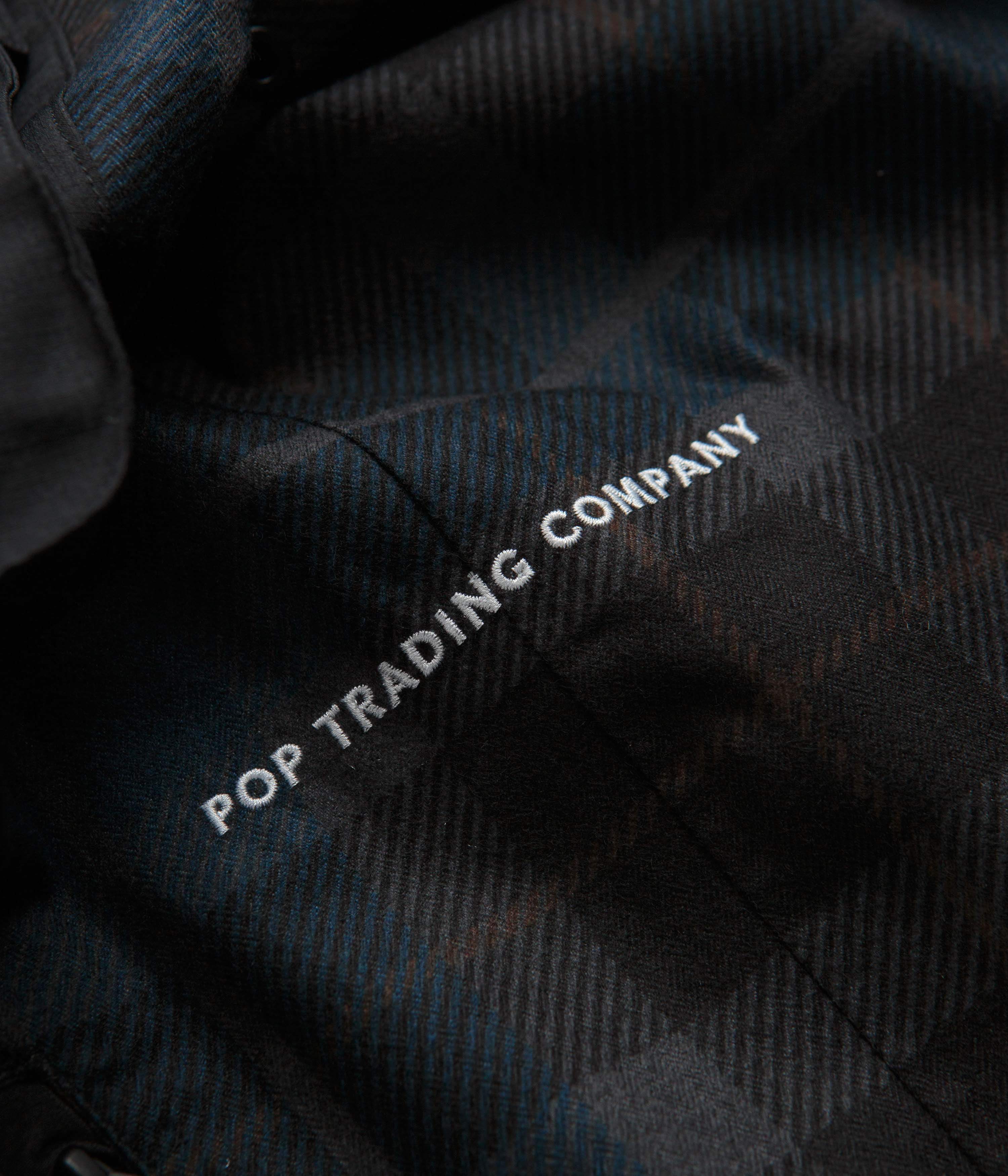 Pop Trading Company Big Pocket Hooded Jacket - Black / Navy Check - Image 7