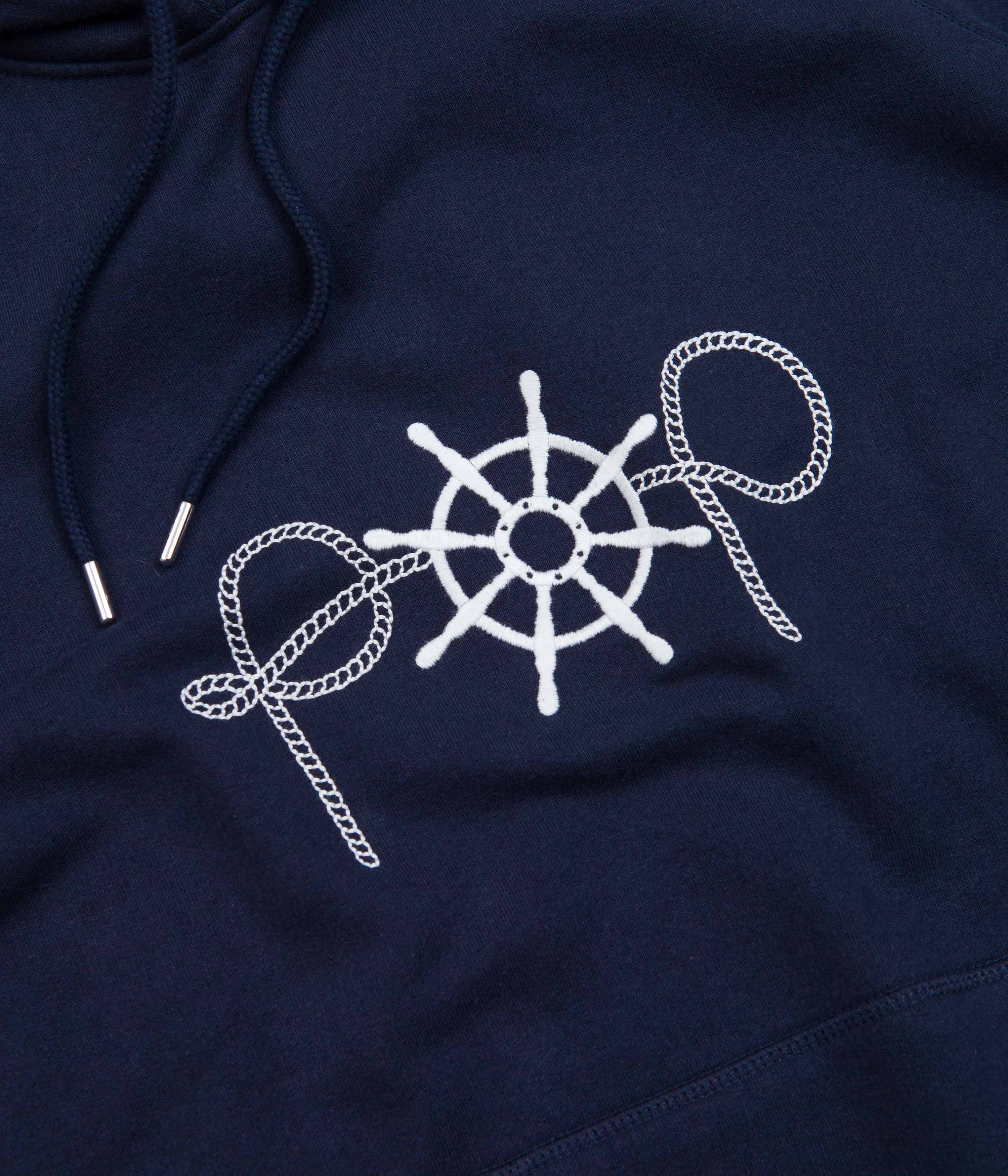 Pop Trading Company Captain Embroidery Hoodie - Navy - Image 3