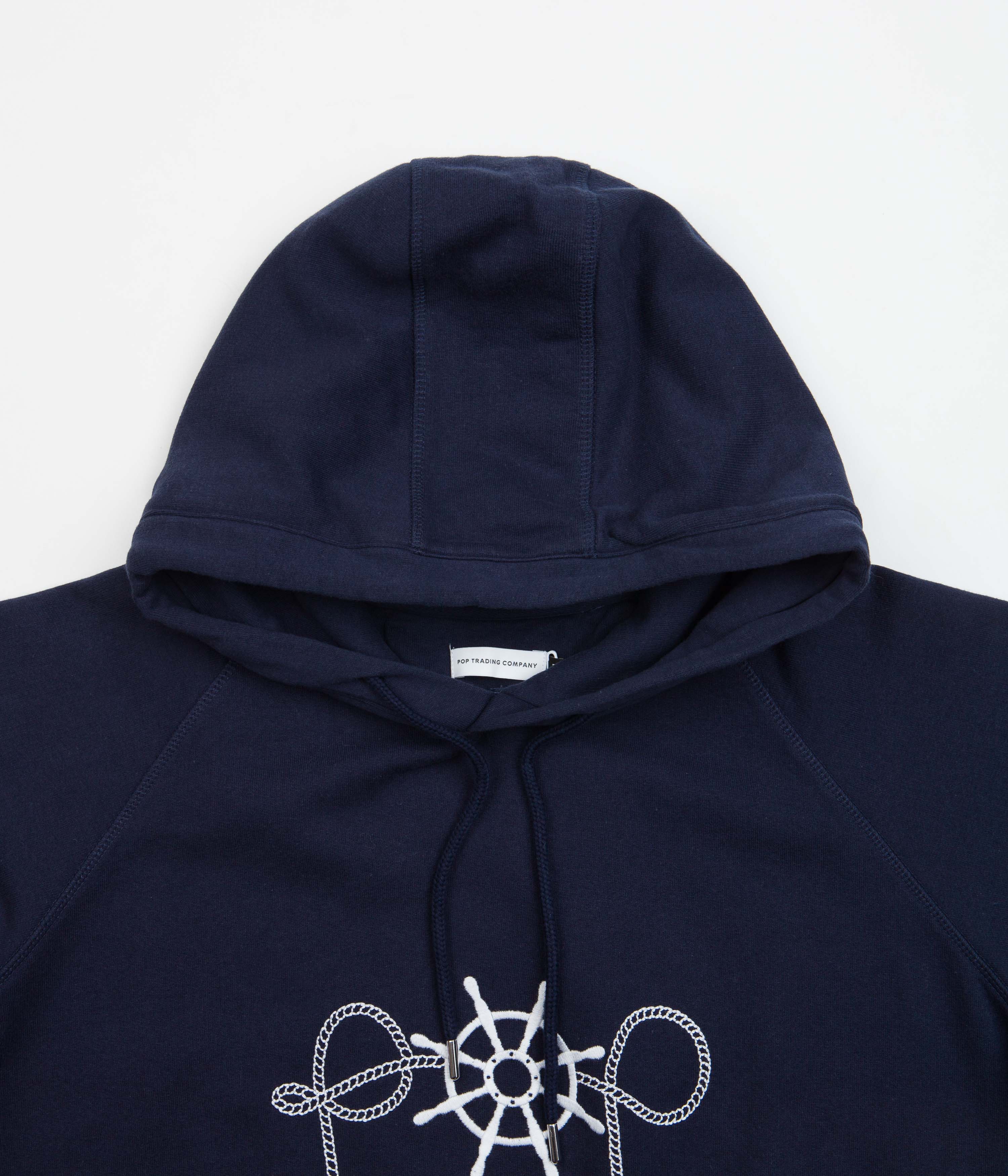 Pop Trading Company Captain Embroidery Hoodie - Navy - Image 4