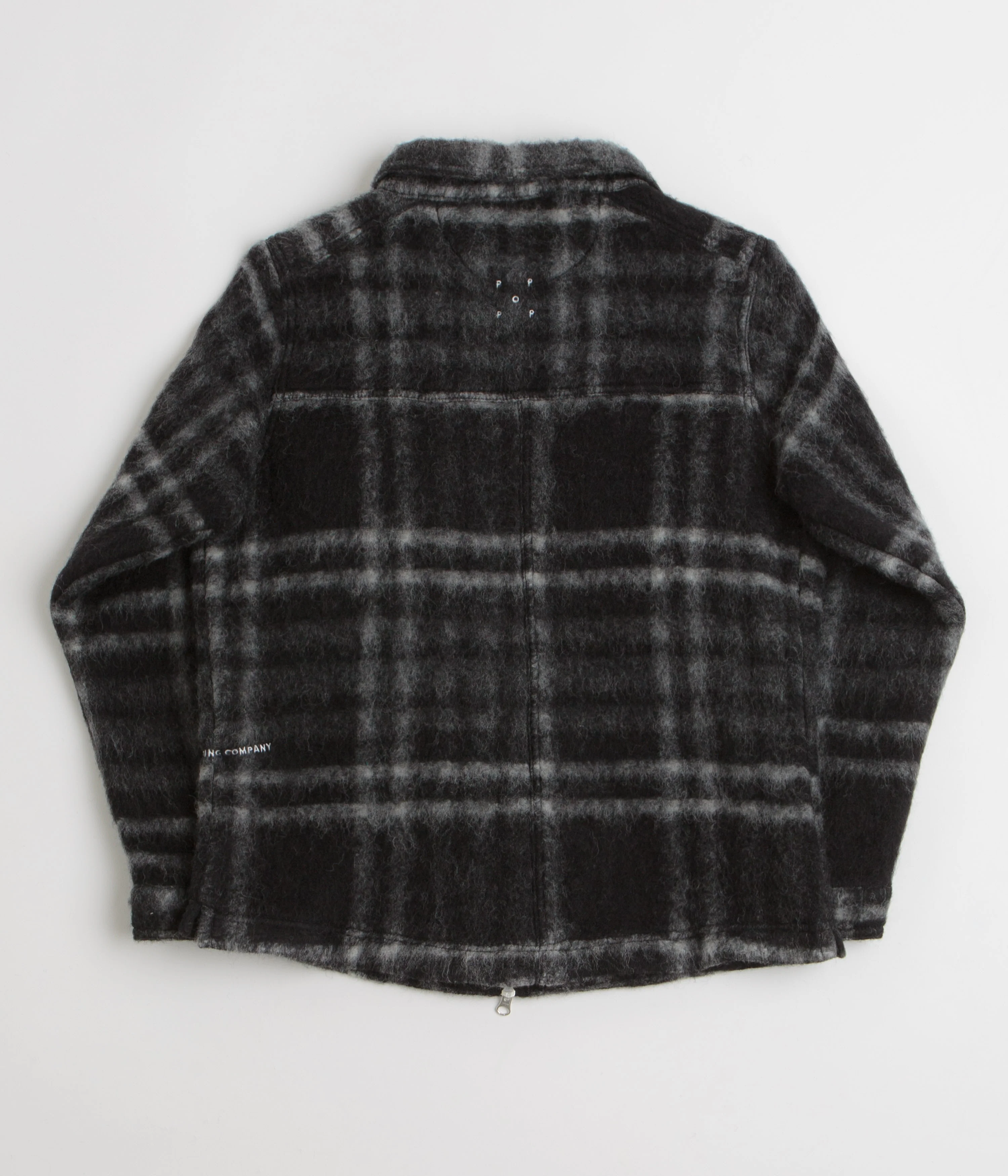 Pop Trading Company Checked Wool Shirt Jacket - Black / Charcoal - Image 3