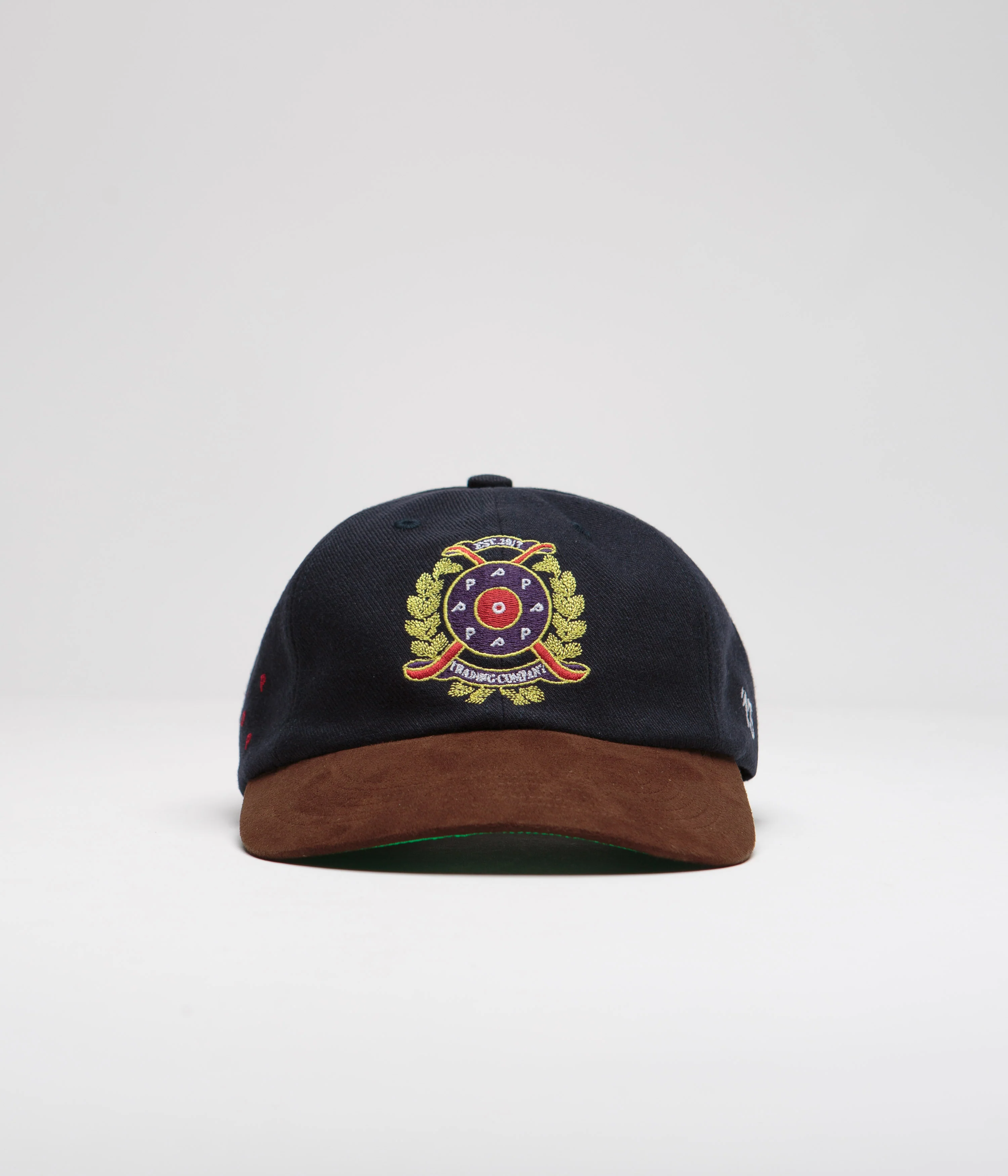 Pop Trading Company Crest Cap - Navy / Brown - Image 2