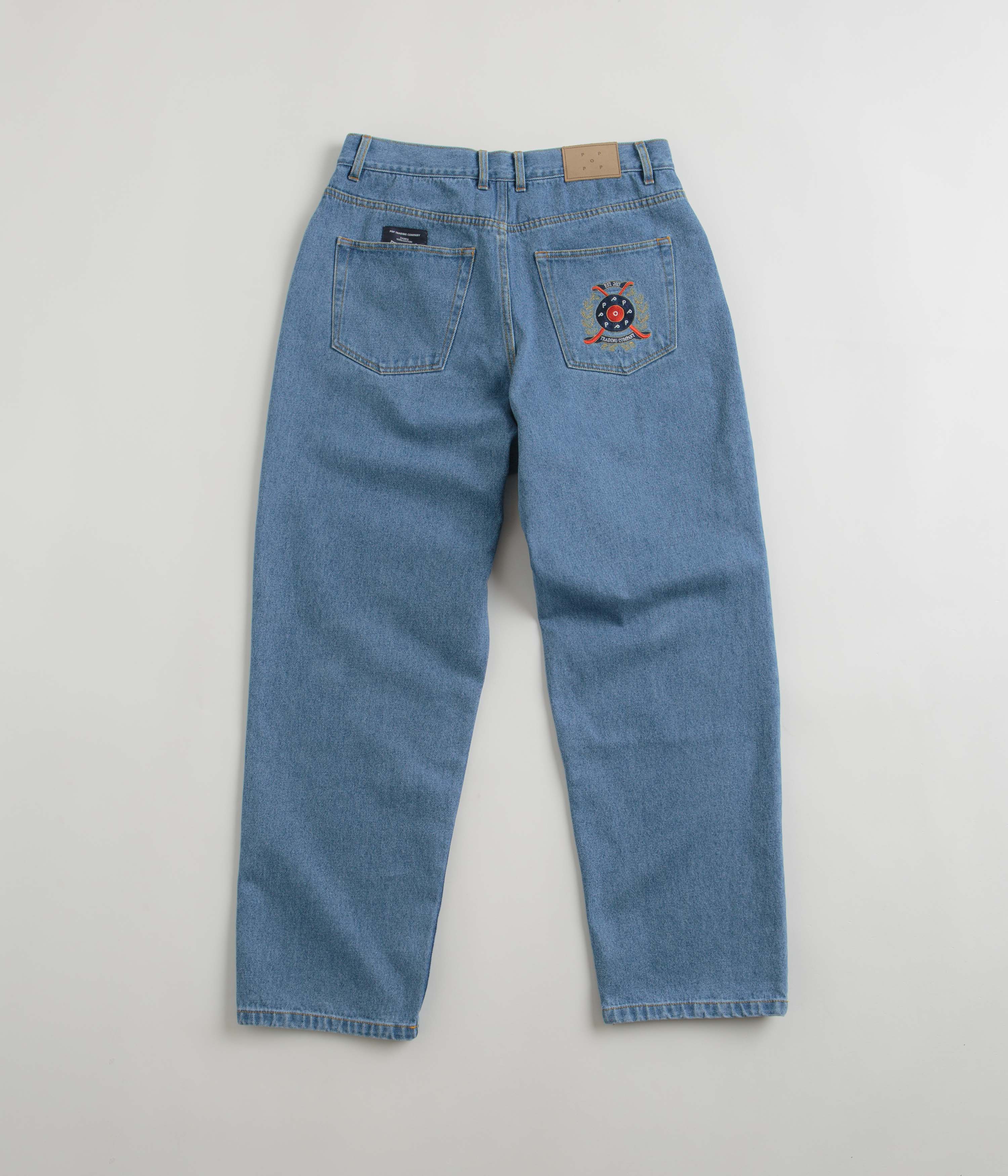 Pop Trading Company Crest Denim DRS Pants - Stonewash - Image 3