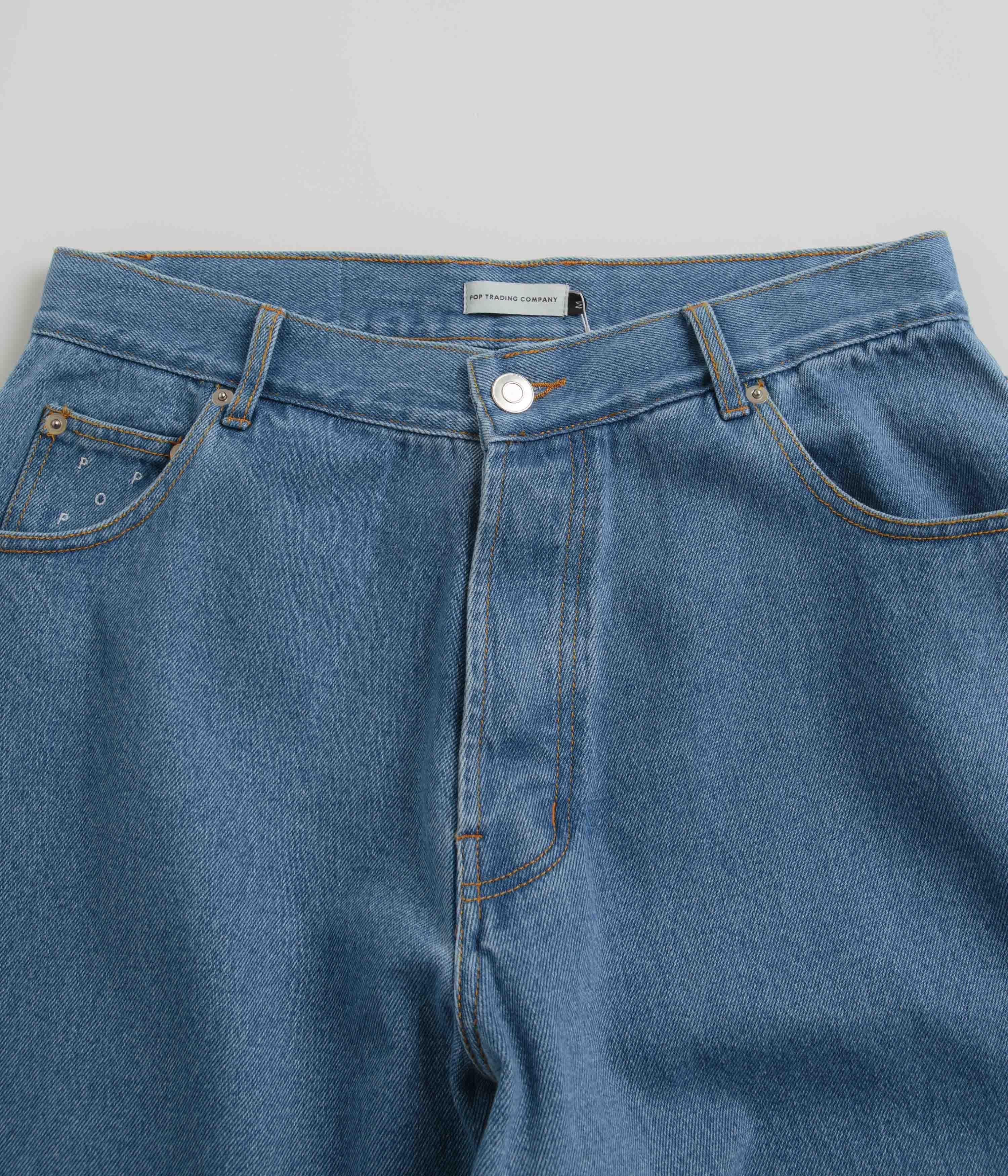Pop Trading Company Crest Denim DRS Pants - Stonewash - Image 4