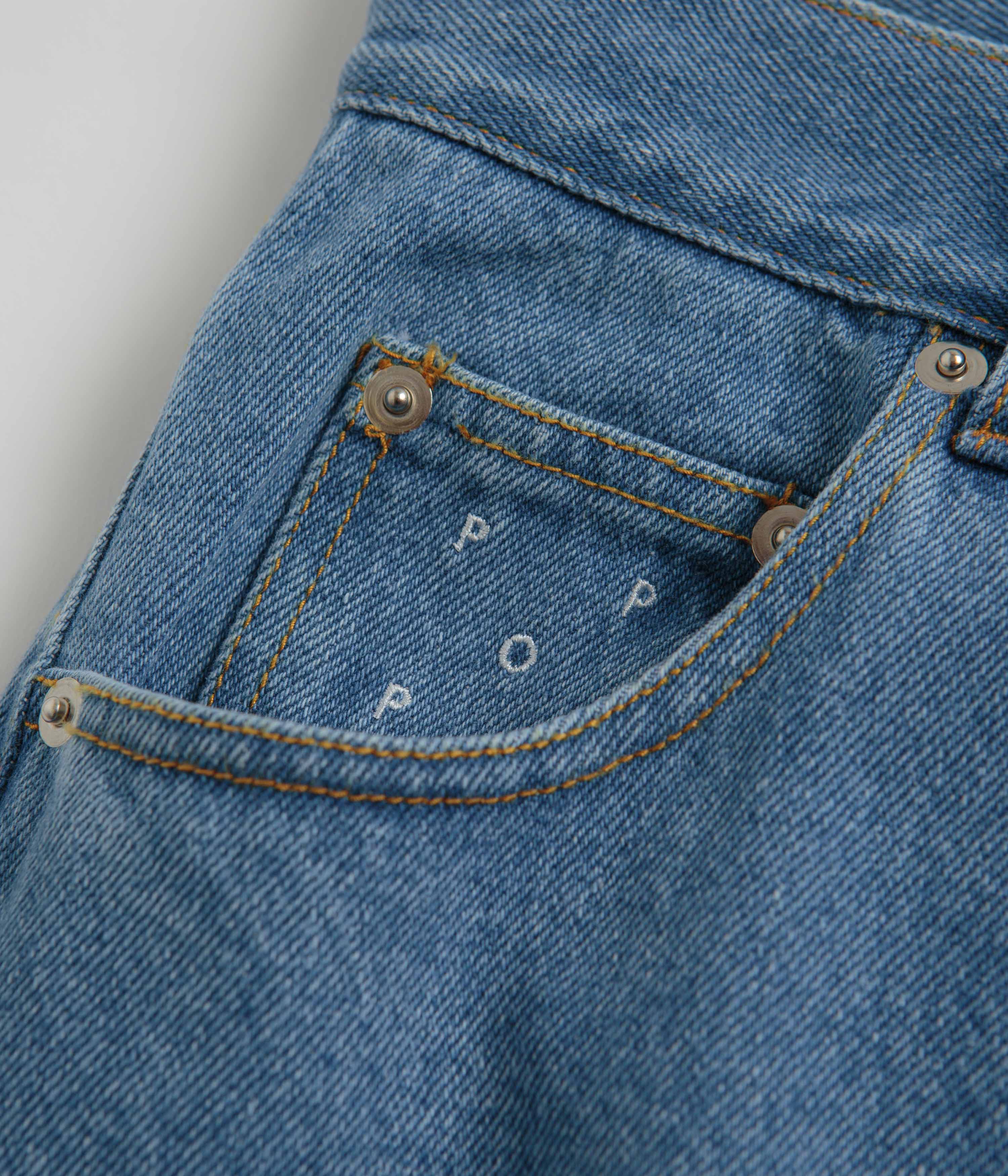 Pop Trading Company Crest Denim DRS Pants - Stonewash - Image 5
