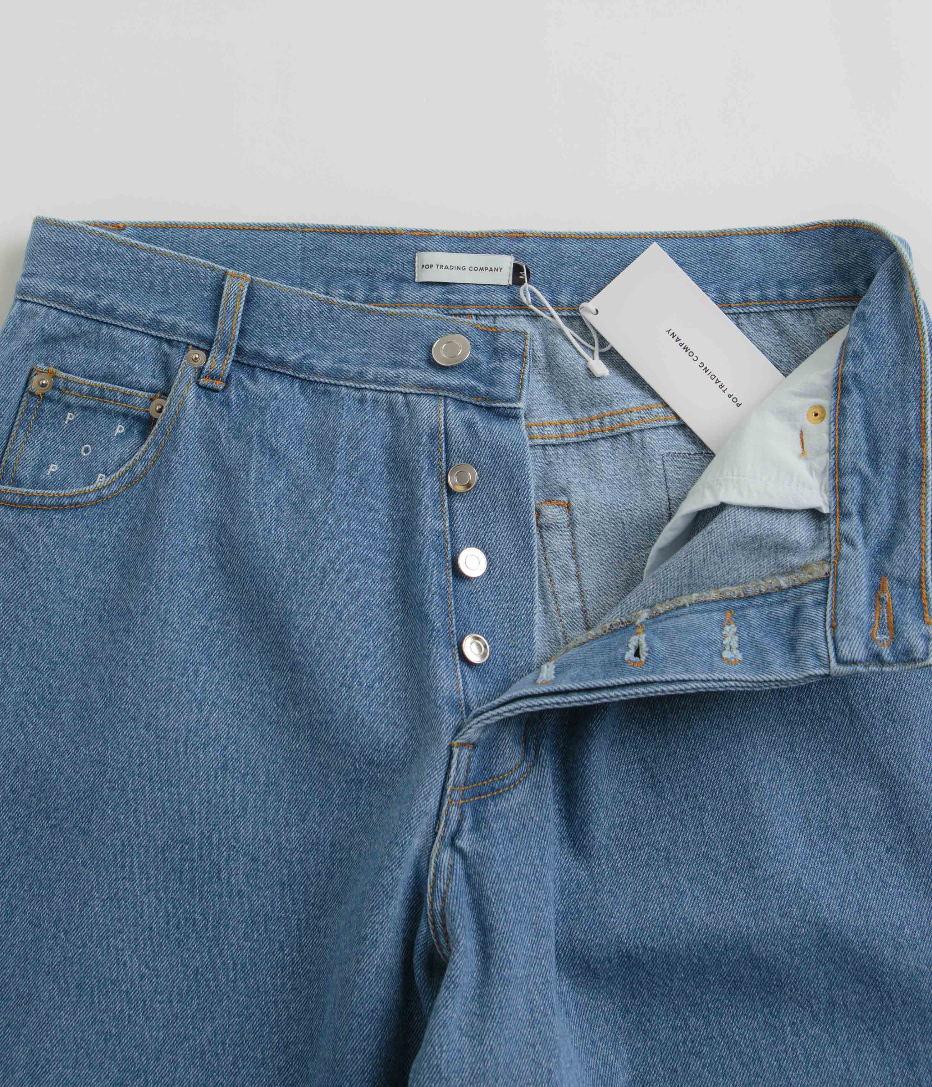 Pop Trading Company Crest Denim DRS Pants - Stonewash - Image 6