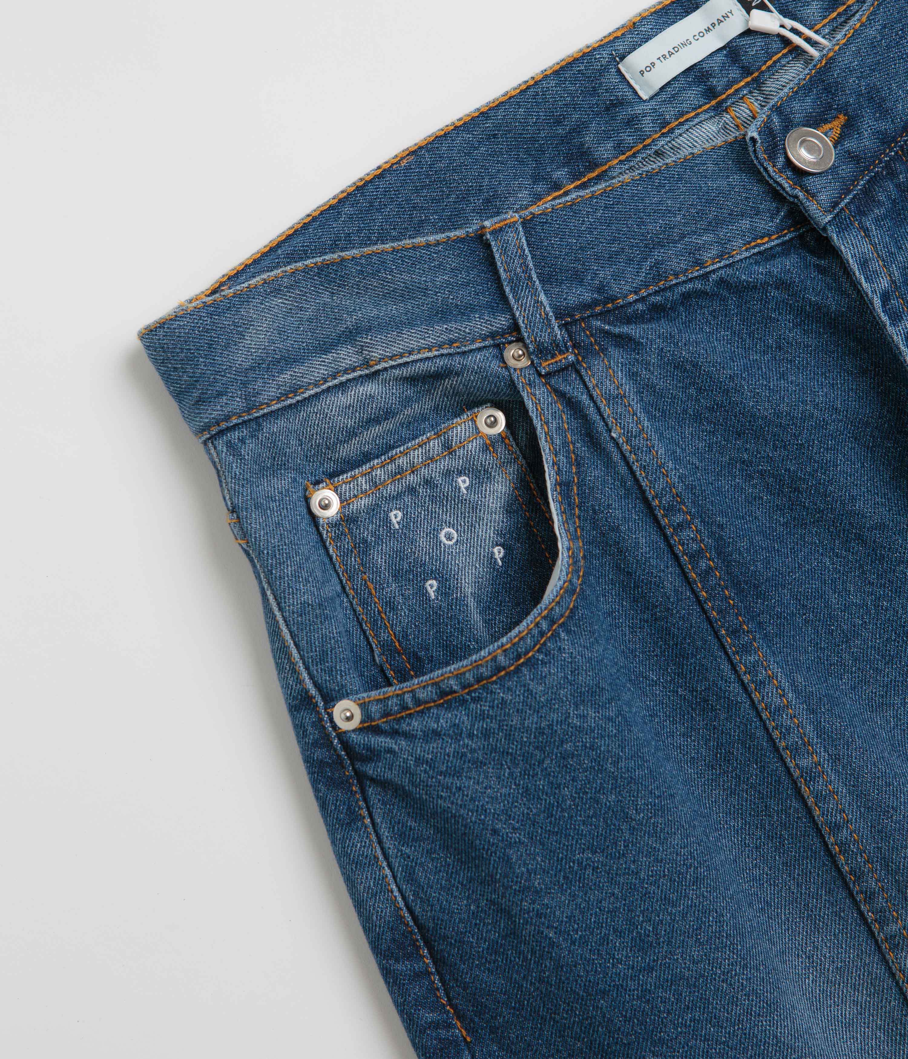 Pop Trading Company DRS Denim Seam Pants - Washed Denim - Image 7