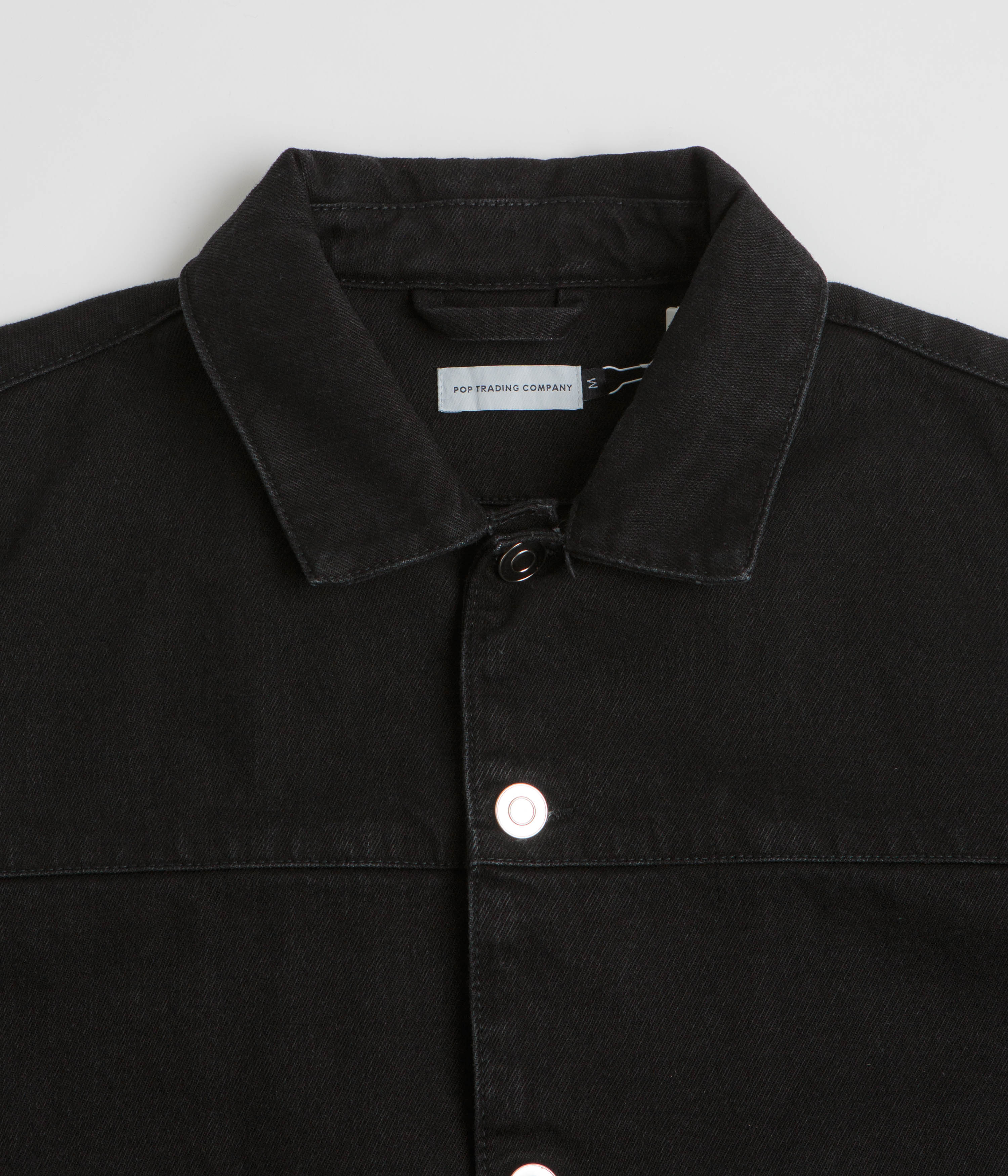 Pop Trading Company Full Button Denim Jacket - Rinsed Black - Image 4