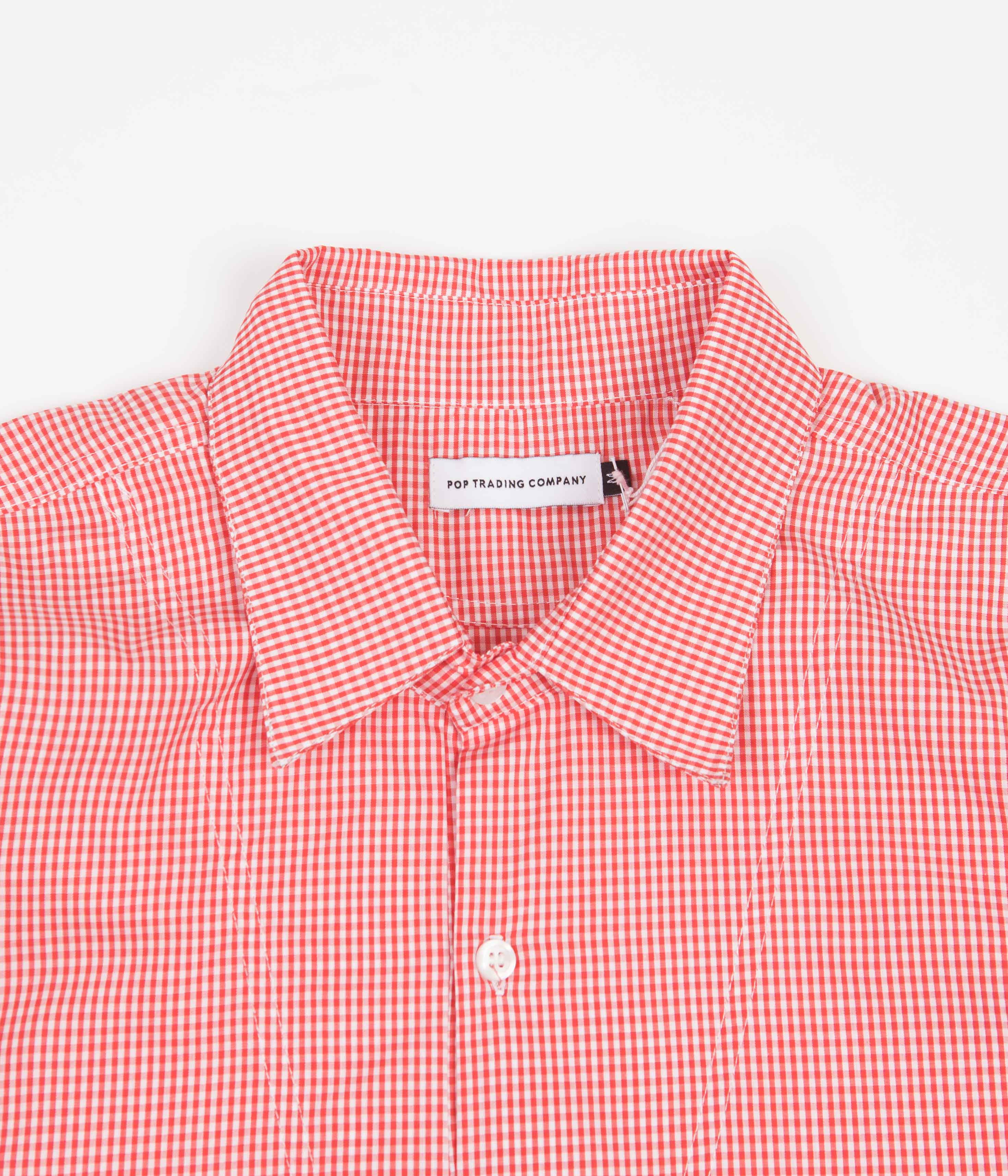 Pop Trading Company Italo Shirt - Orange Gingham - Image 4