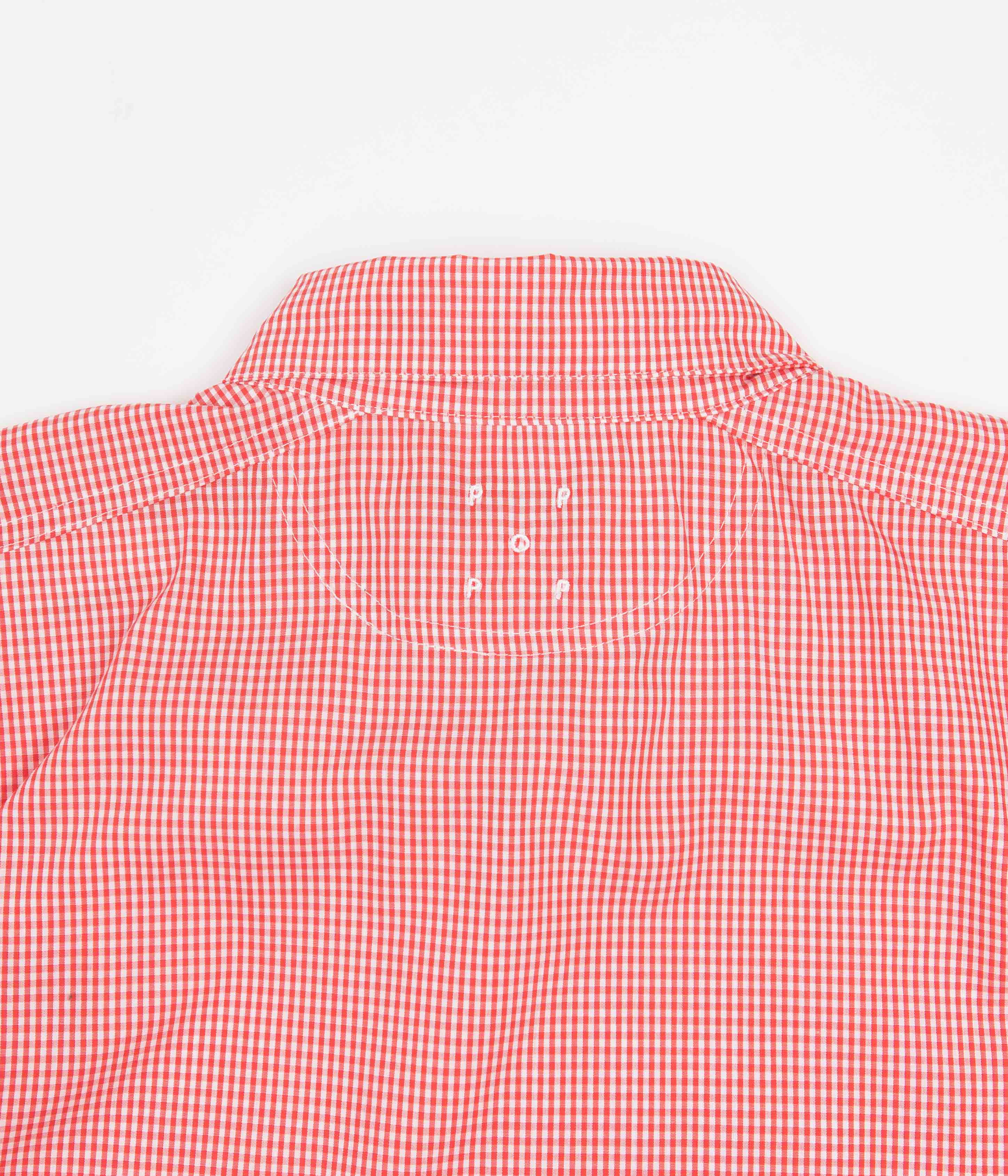 Pop Trading Company Italo Shirt - Orange Gingham - Image 8