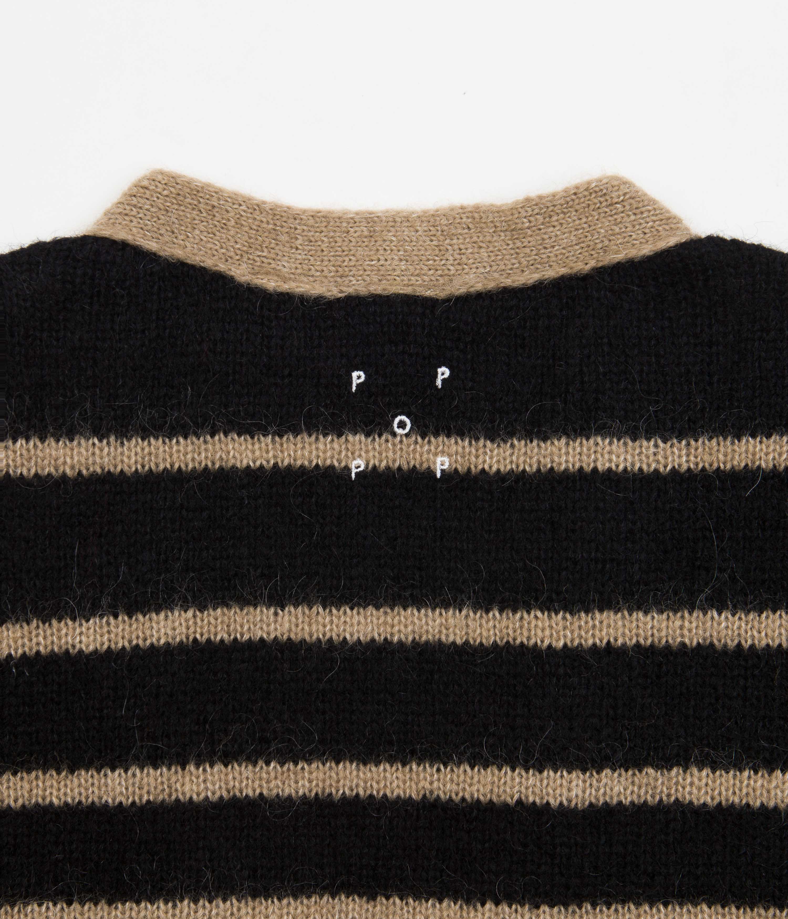 Pop Trading Company Knitted Cardigan - Sesame / Black - Image 5